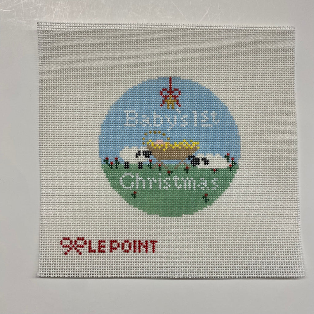 Baby's 1st Christmas Round Canvas - KC Needlepoint