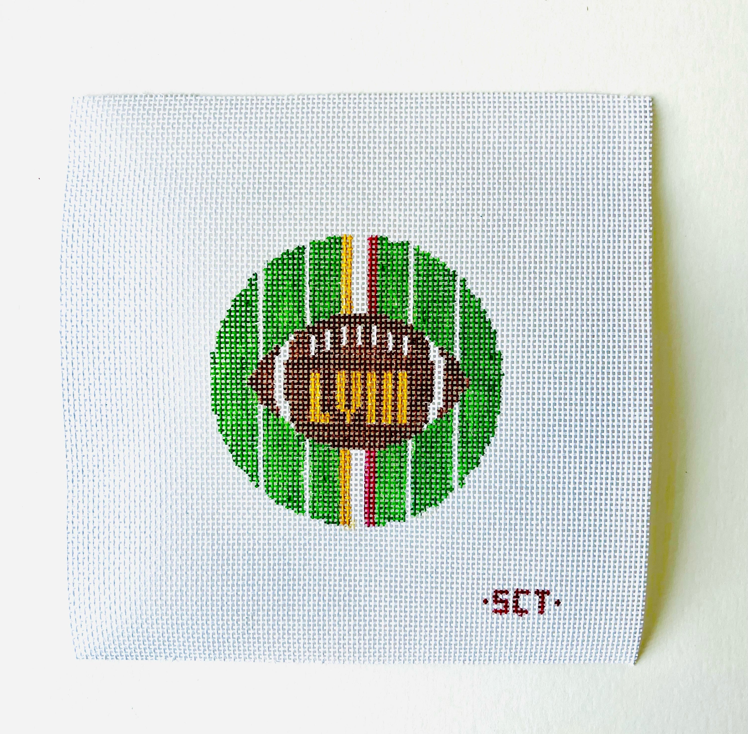 Super Bowl Football Round Canvas - KC Needlepoint