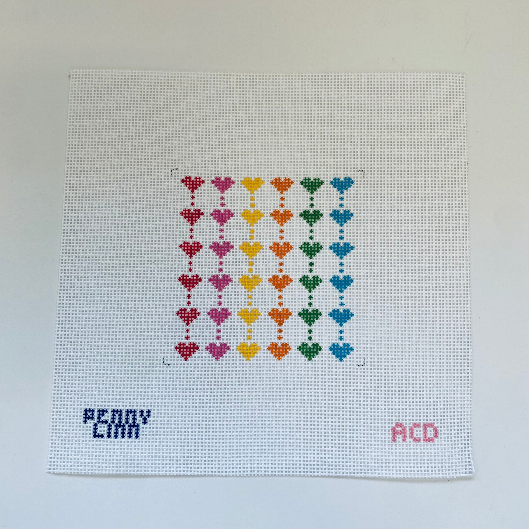 Heart Parade Square Canvas - KC Needlepoint