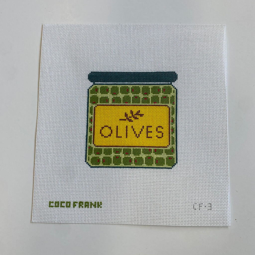 Olive Jar Canvas - KC Needlepoint