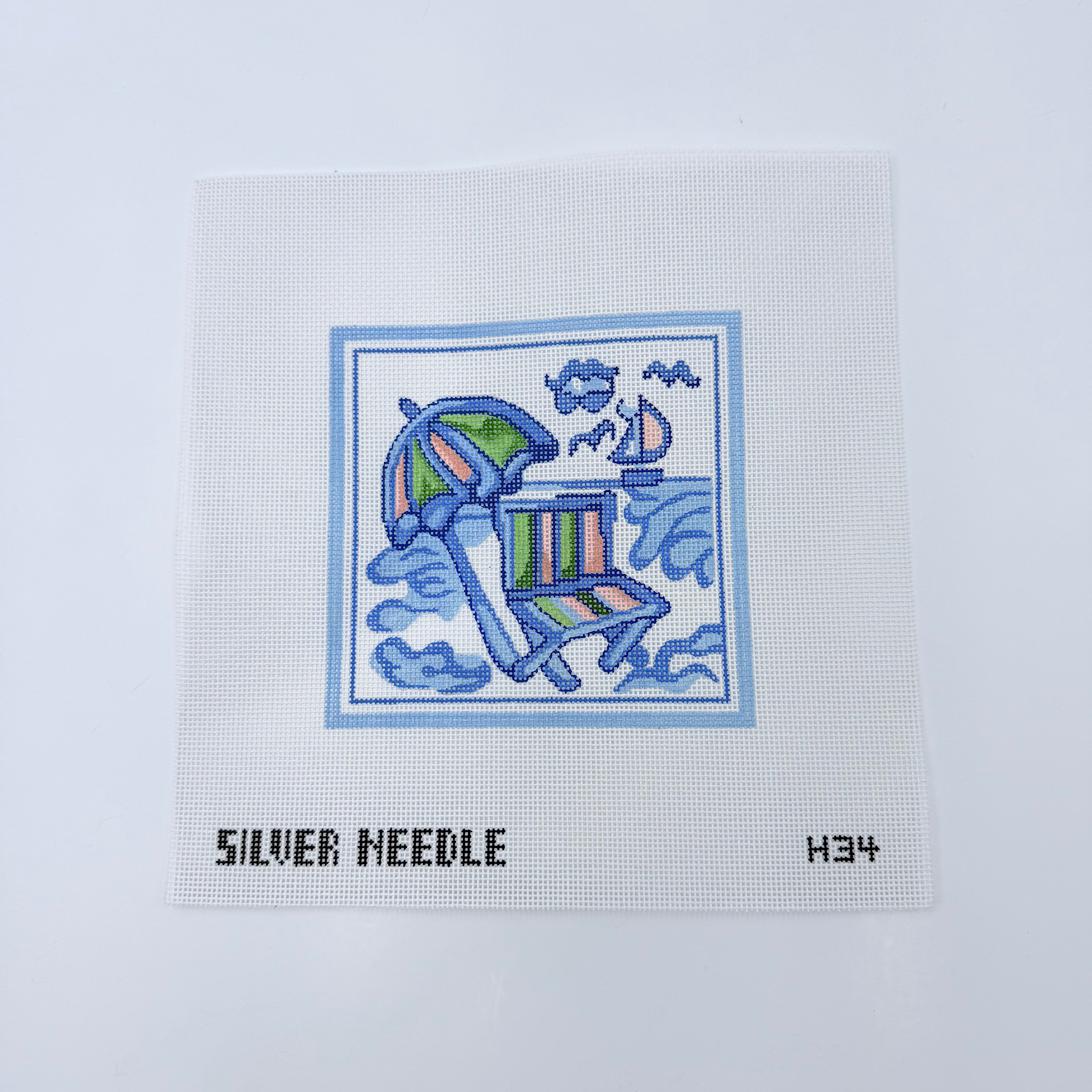 Hadley Pottery Small Beach Scene Canvas - KC Needlepoint