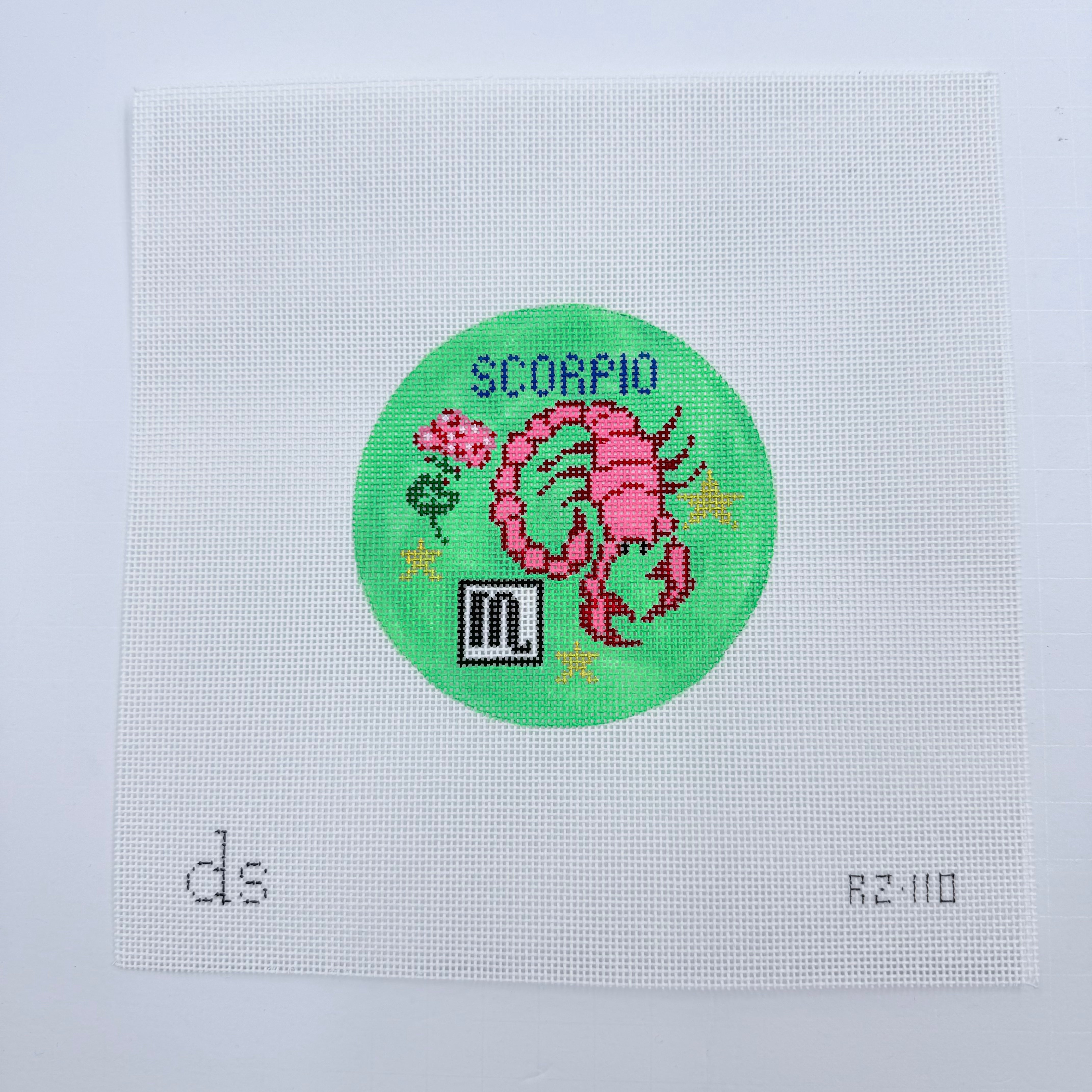 Scorpio Zodiac Round Canvas - KC Needlepoint