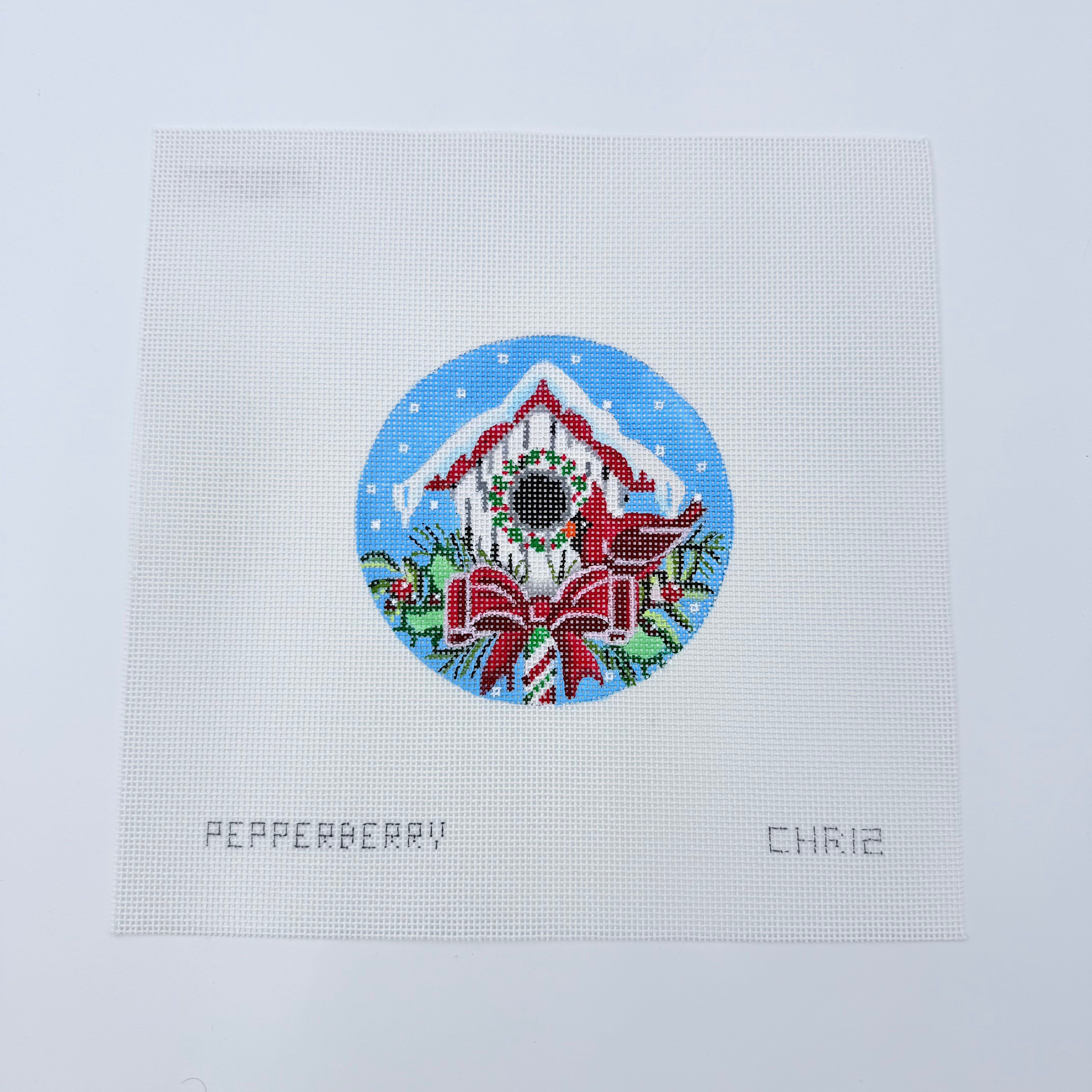 Holiday Birdhouse with Cardinal Canvas - KC Needlepoint