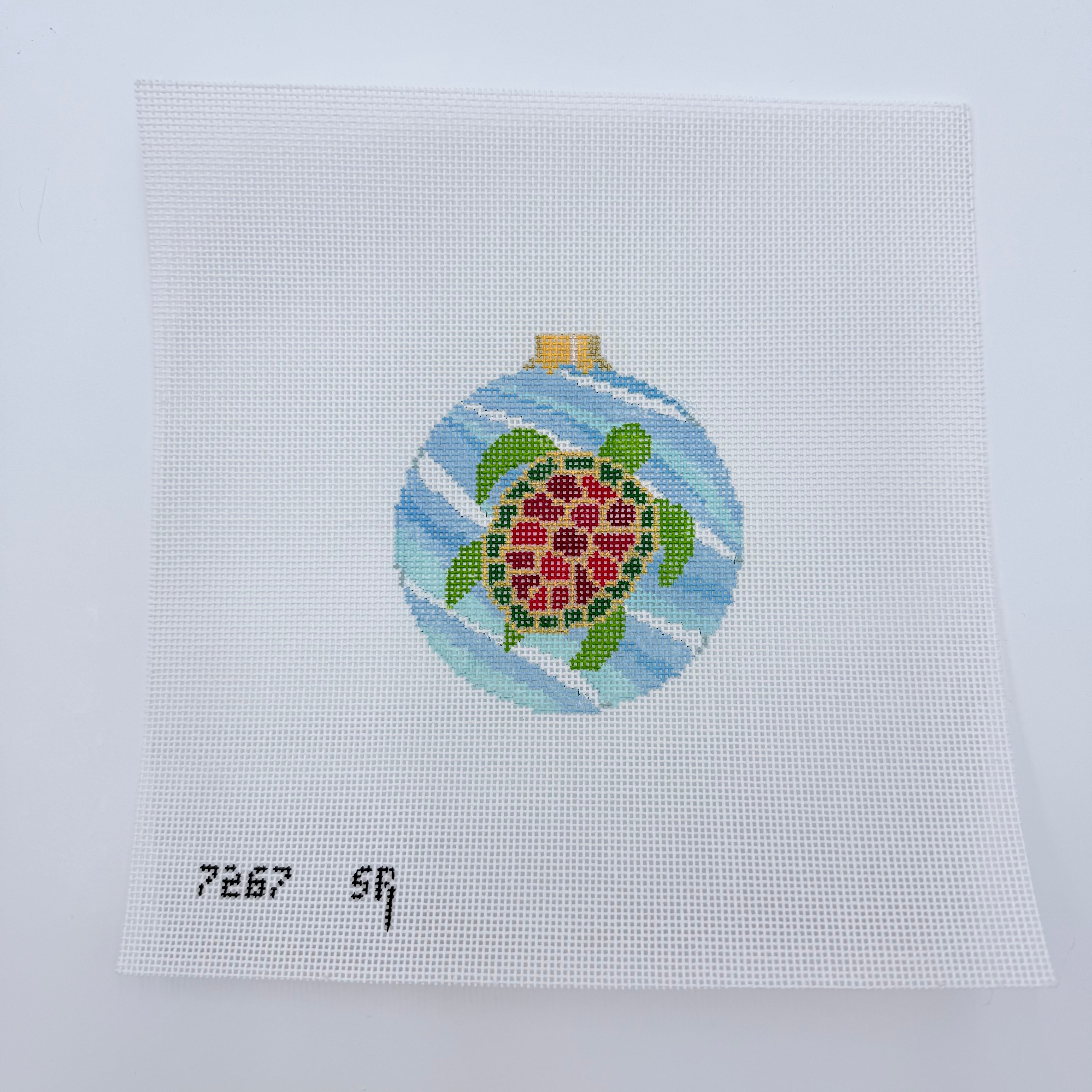 Turtle Round Canvas - KC Needlepoint