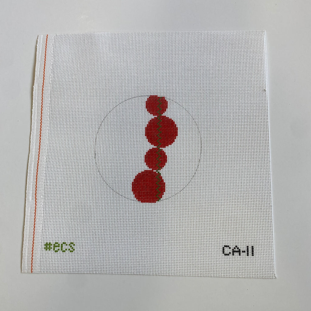 4 Red Circles Canvas - KC Needlepoint