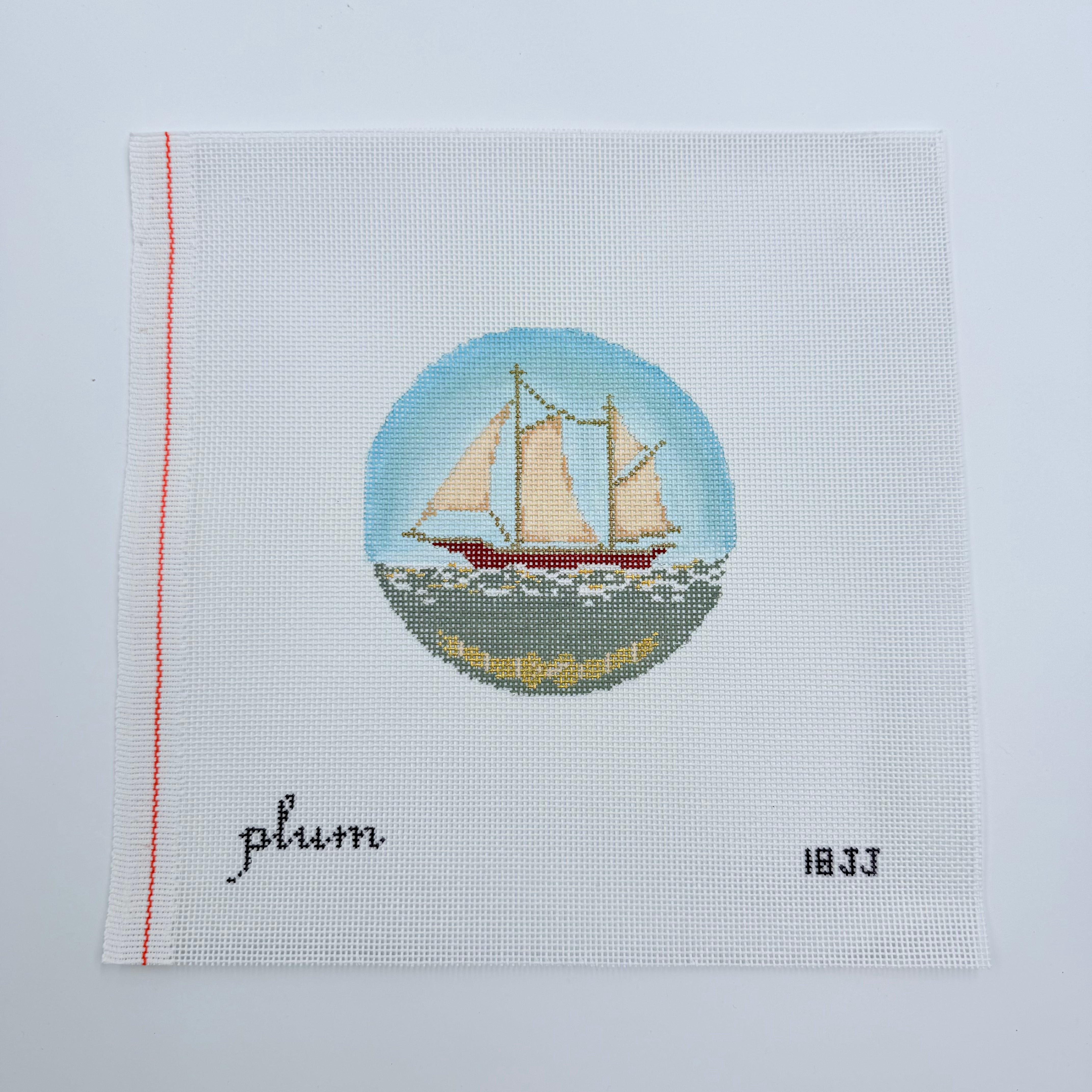 Ship Round Canvas - KC Needlepoint
