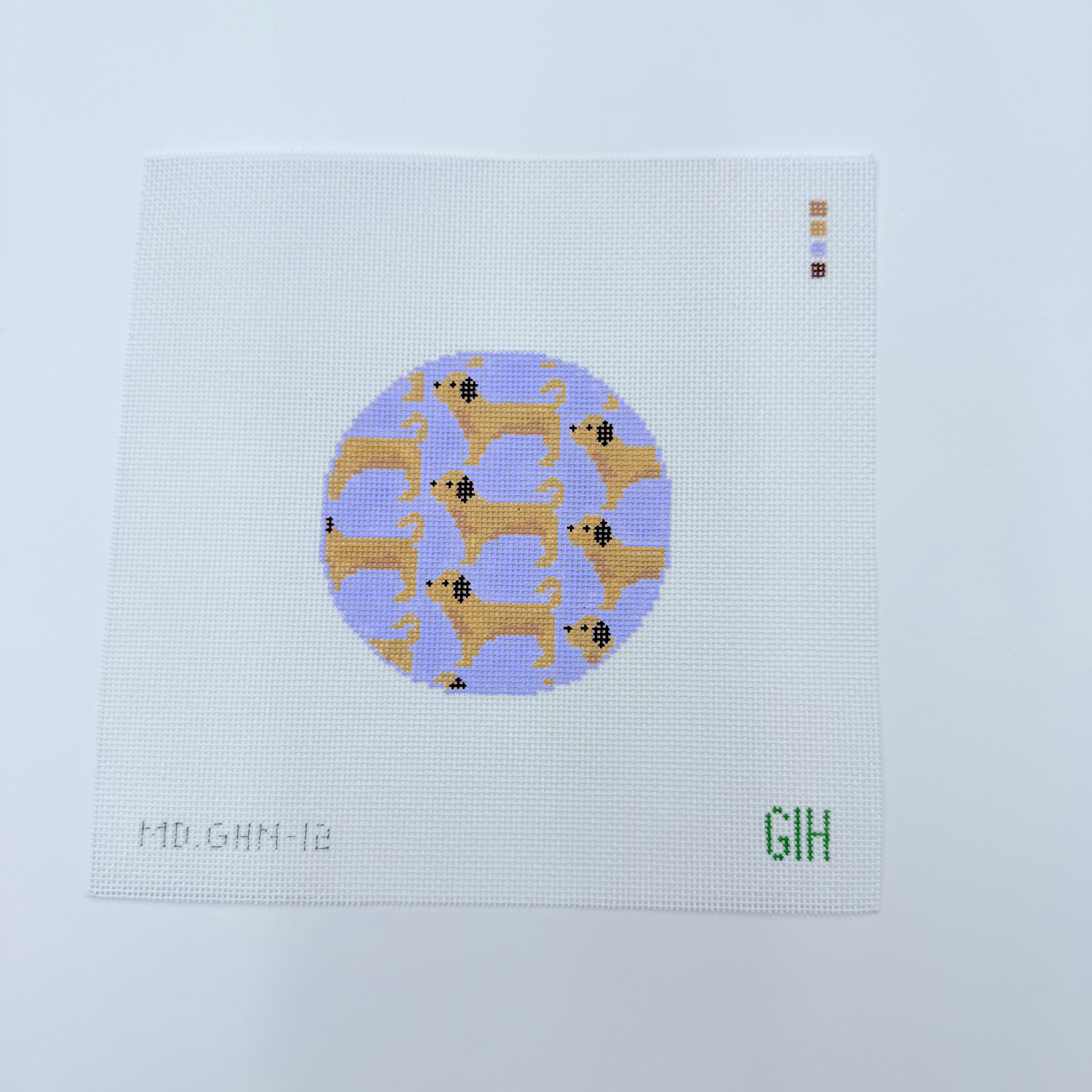 Golden Doodle Round Canvas - KC Needlepoint