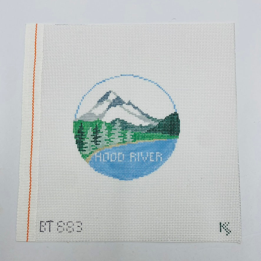 Hood River Travel Round Canvas - KC Needlepoint