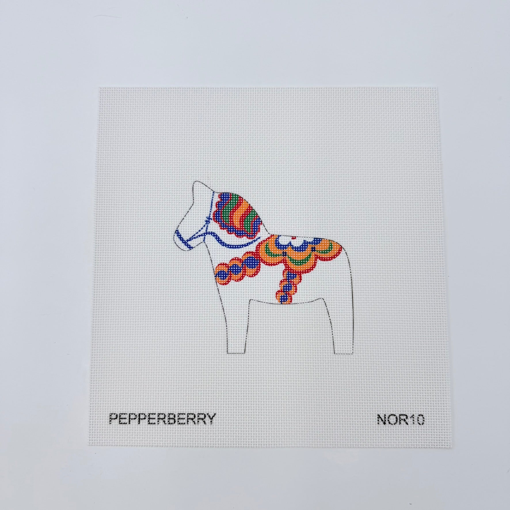 White Dala Horse Canvas - KC Needlepoint