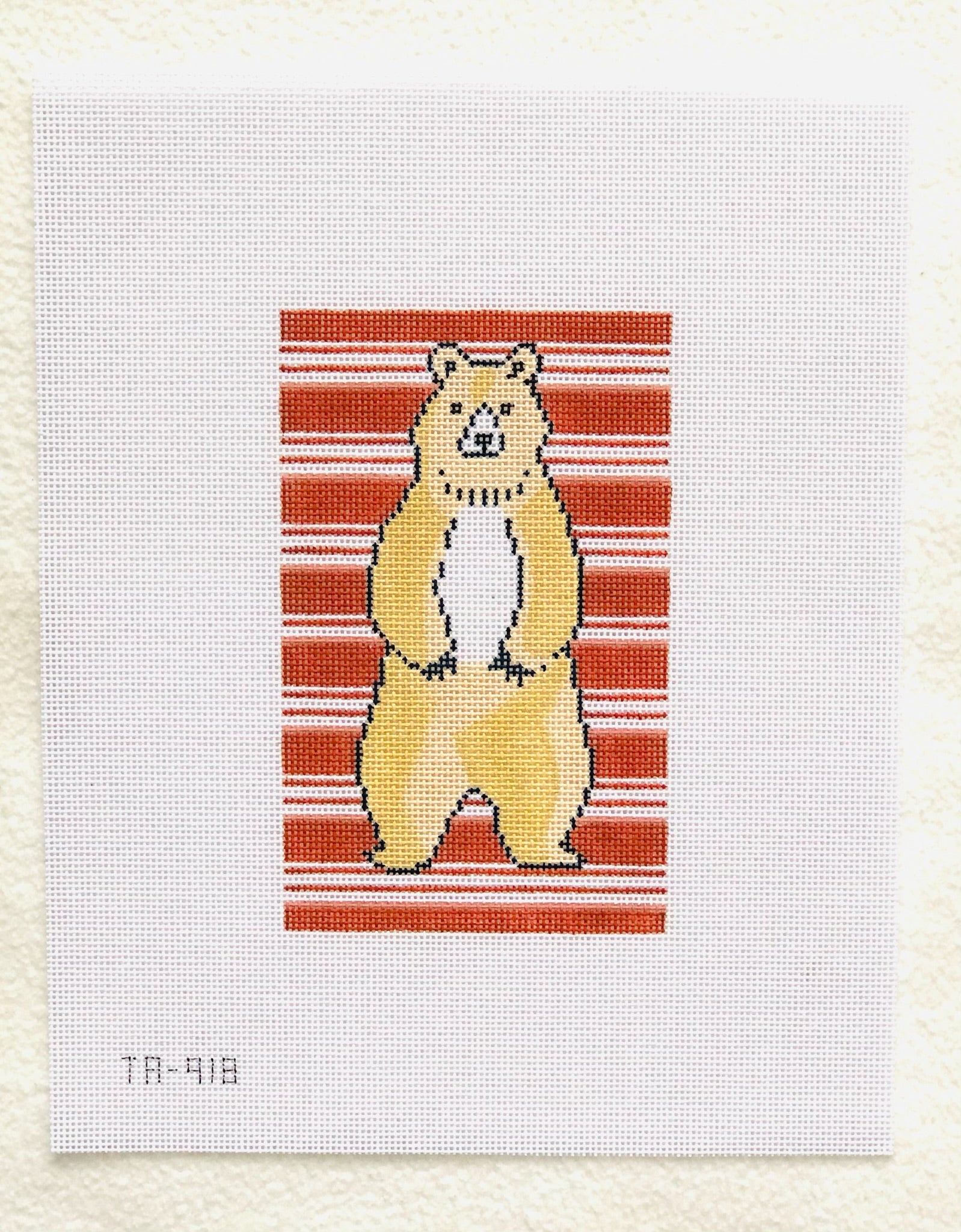 Bear on Stripes Canvas - KC Needlepoint