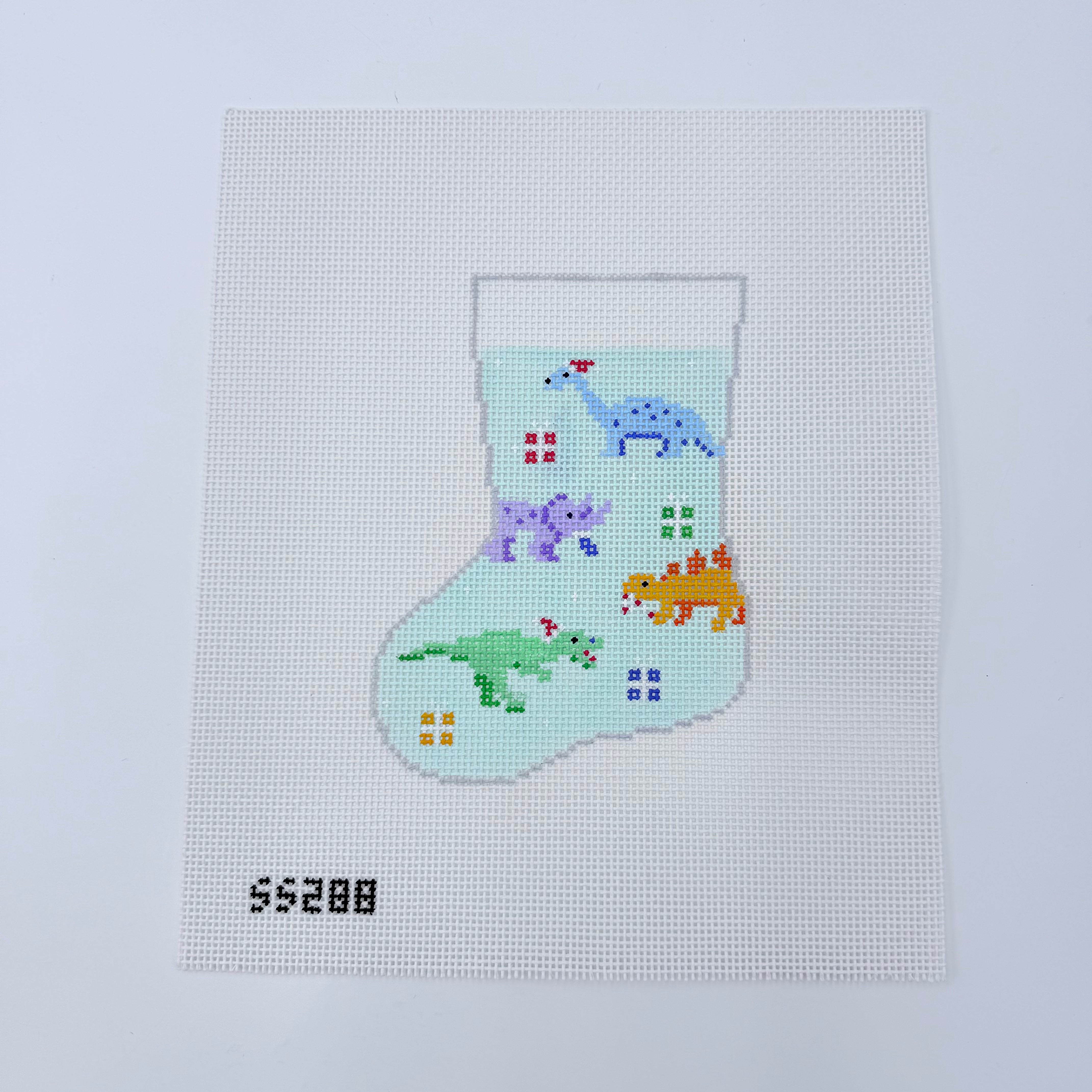 Dinosaur Mini Sock Needlepoint Canvas - KC Needlepoint
