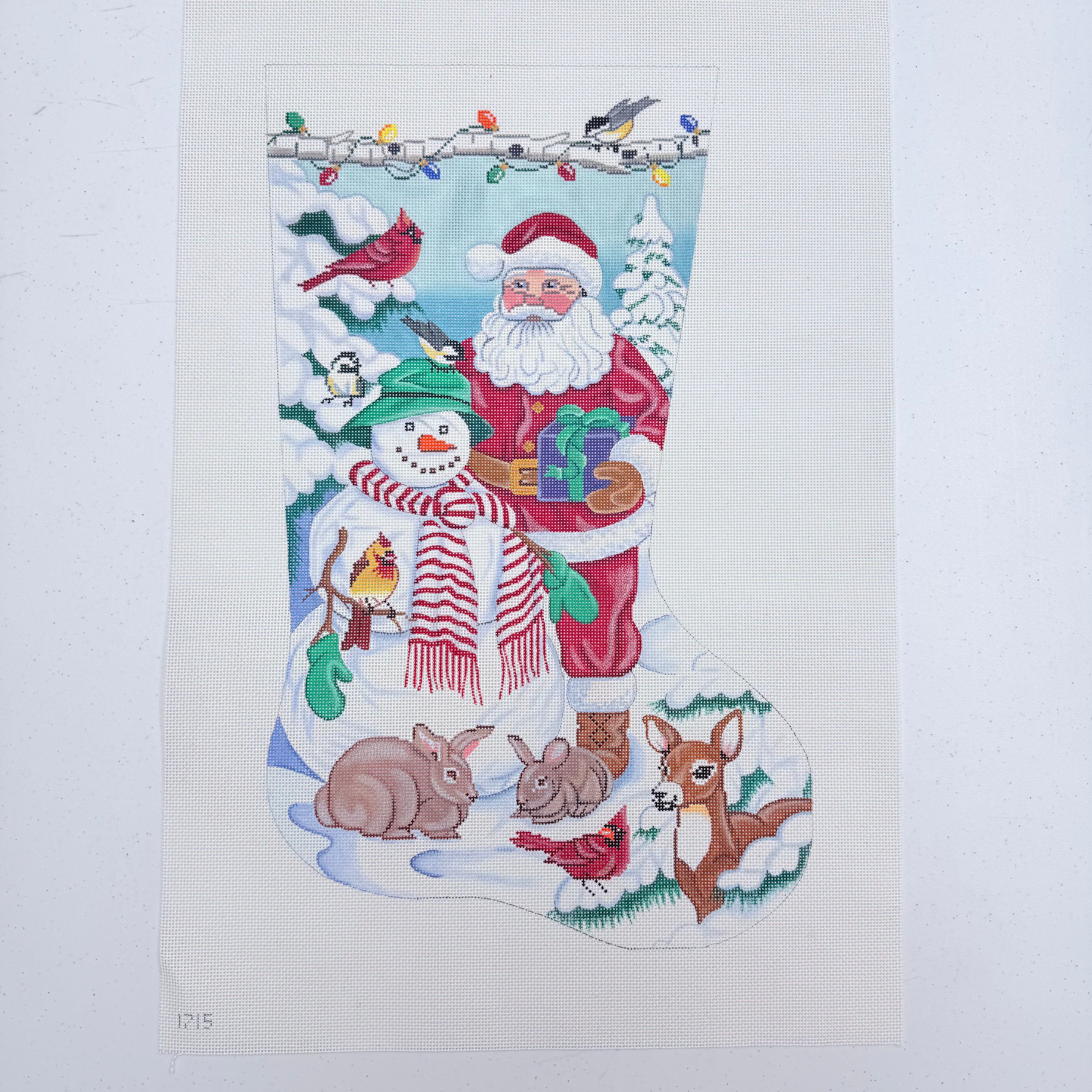 Santa and Snowman Stocking Canvas - KC Needlepoint