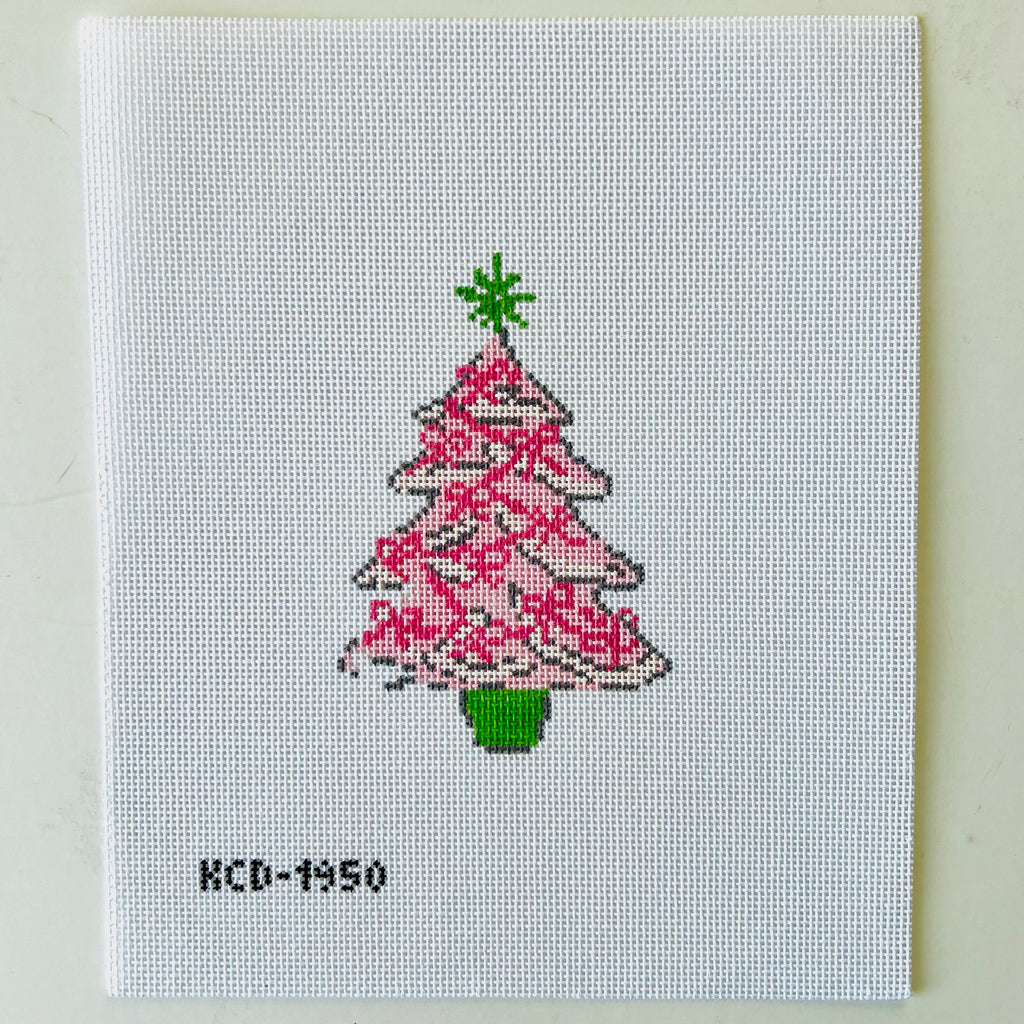 Pink Tree with Bows Canvas - KC Needlepoint