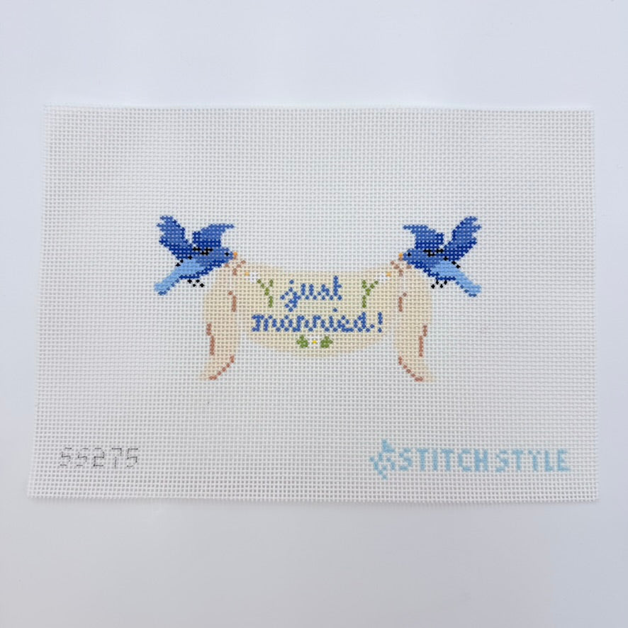 Bird Wedding Banner Canvas - KC Needlepoint