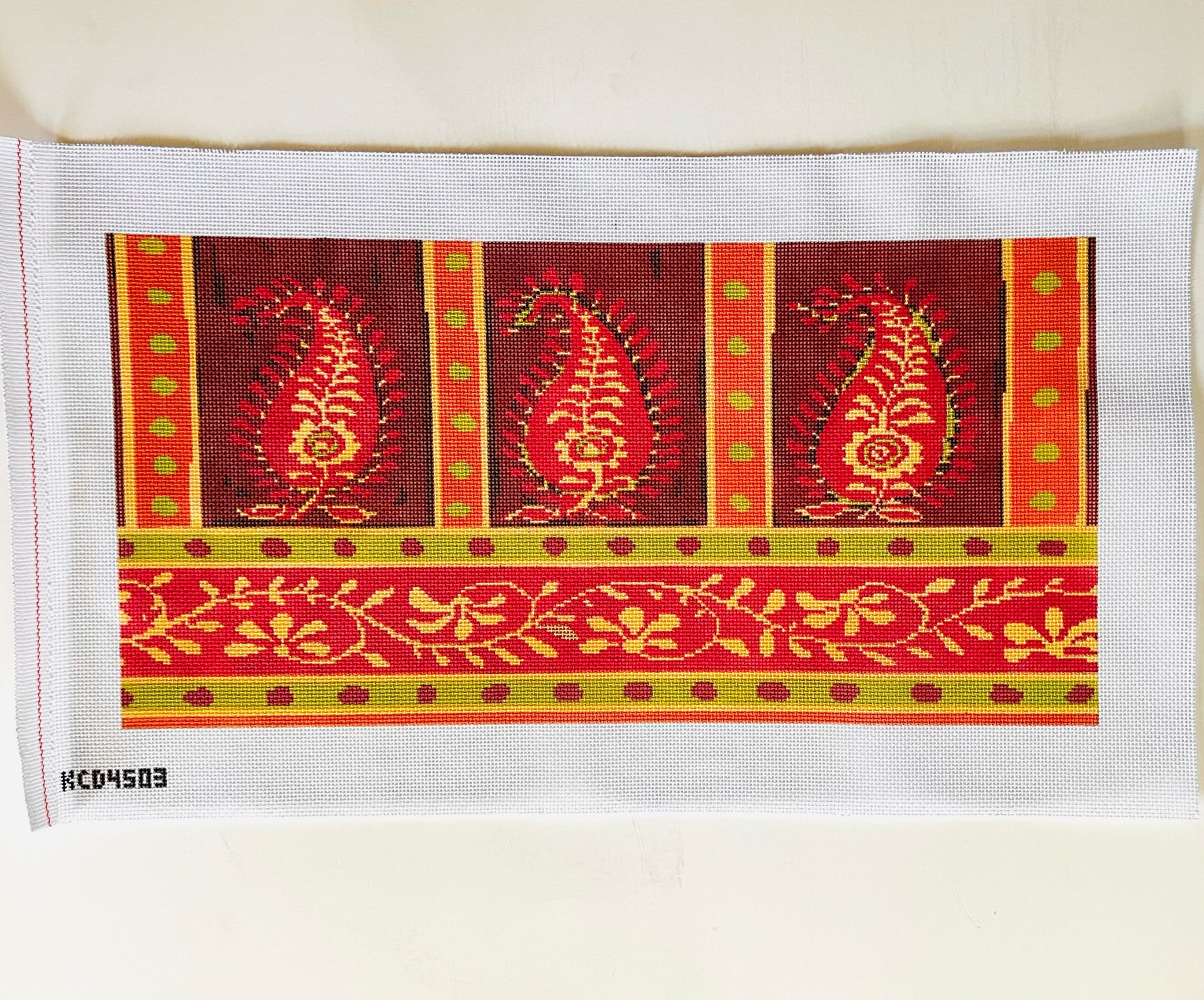 Pink and Green Geometric Pillow - KC Needlepoint