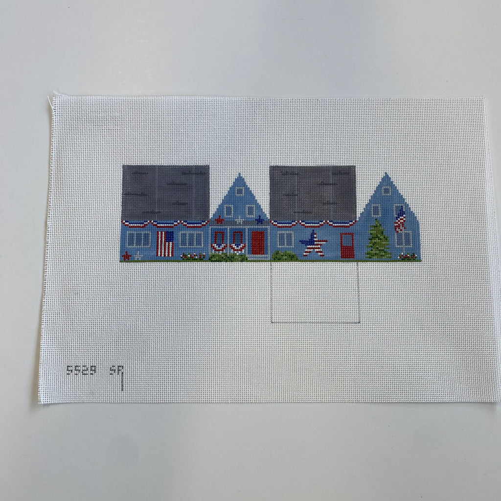 4th of July Mini House Canvas - KC Needlepoint