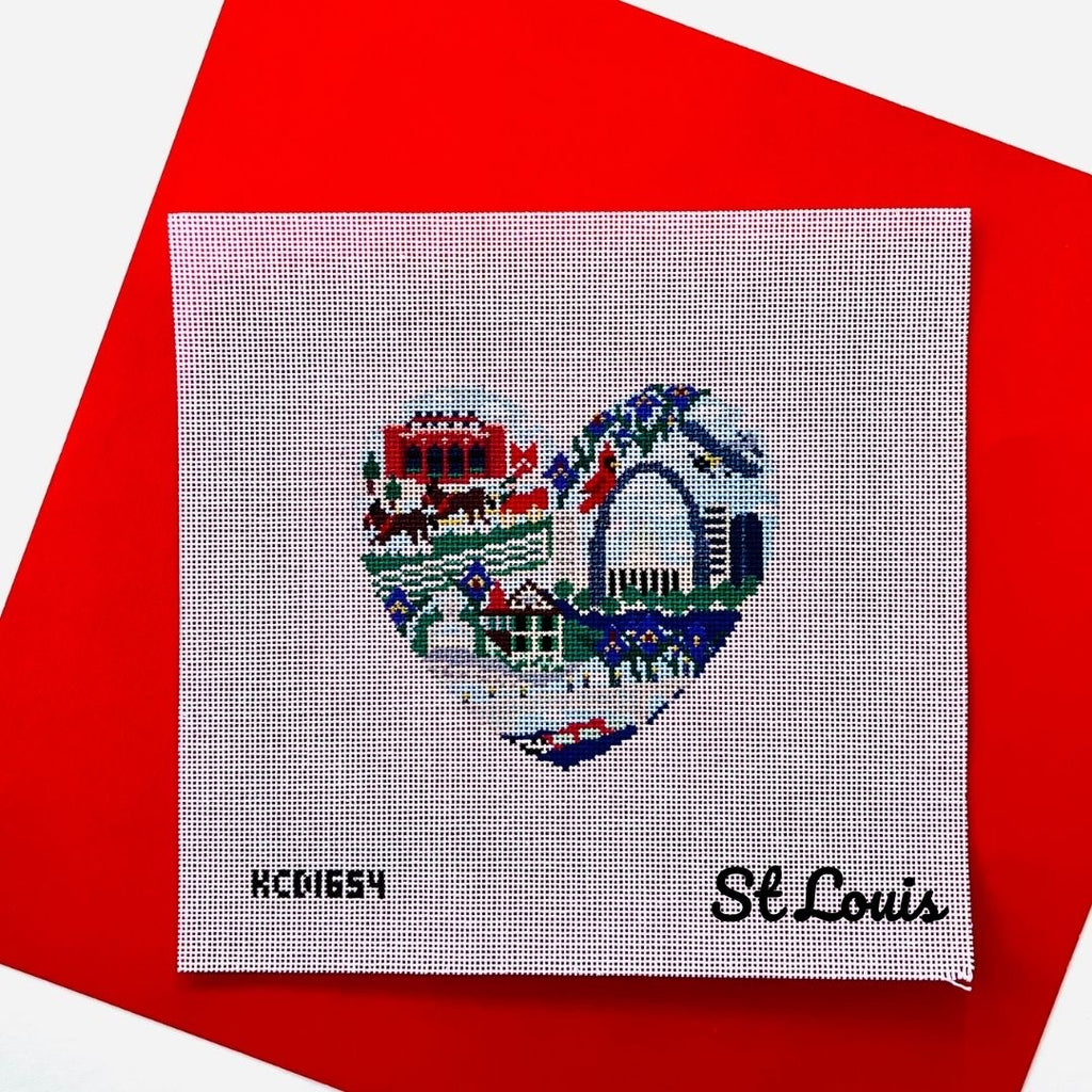 St. Louis Heart Canvas - KC Needlepoint