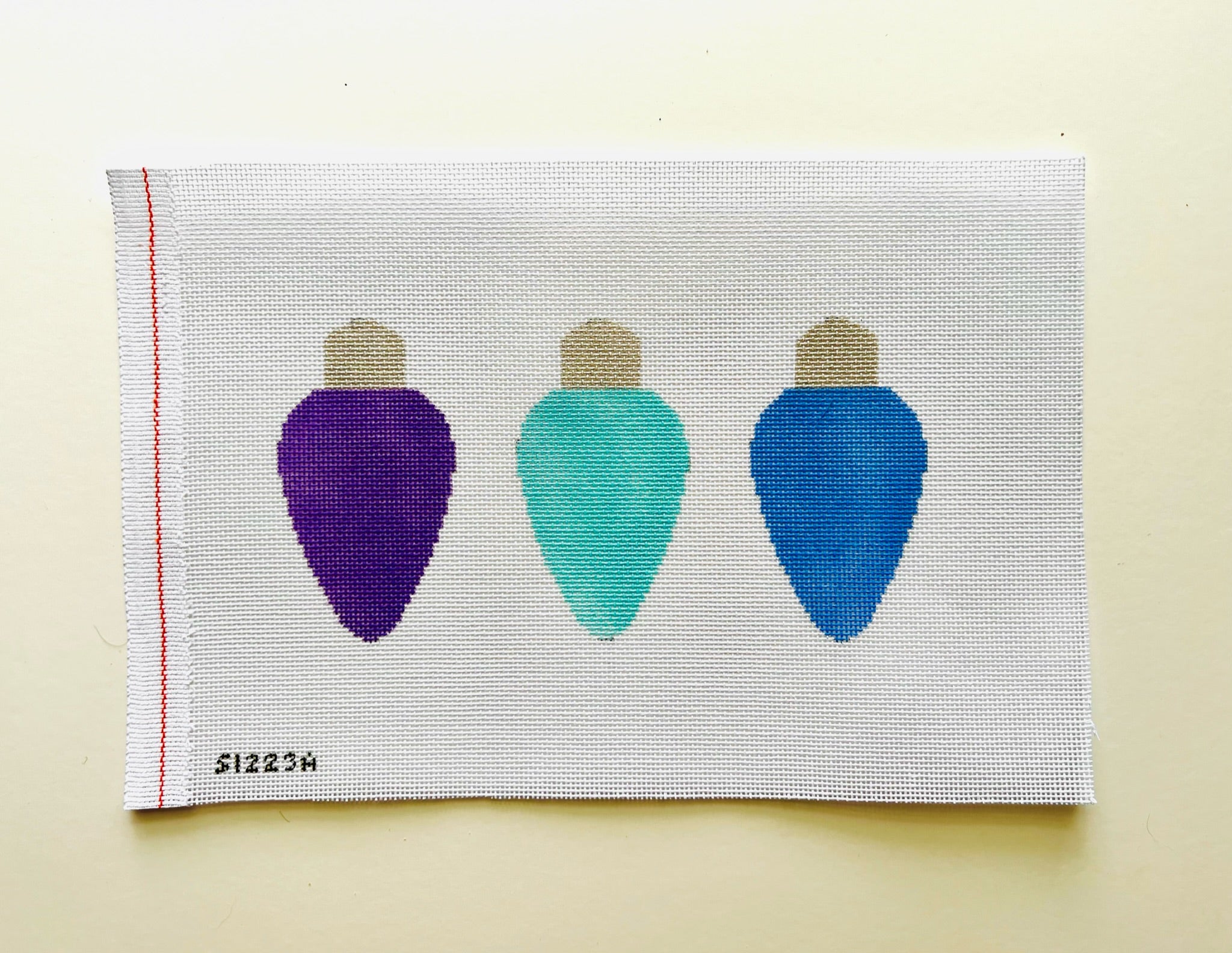 Three Light Bulbs Pastel Canvas - KC Needlepoint