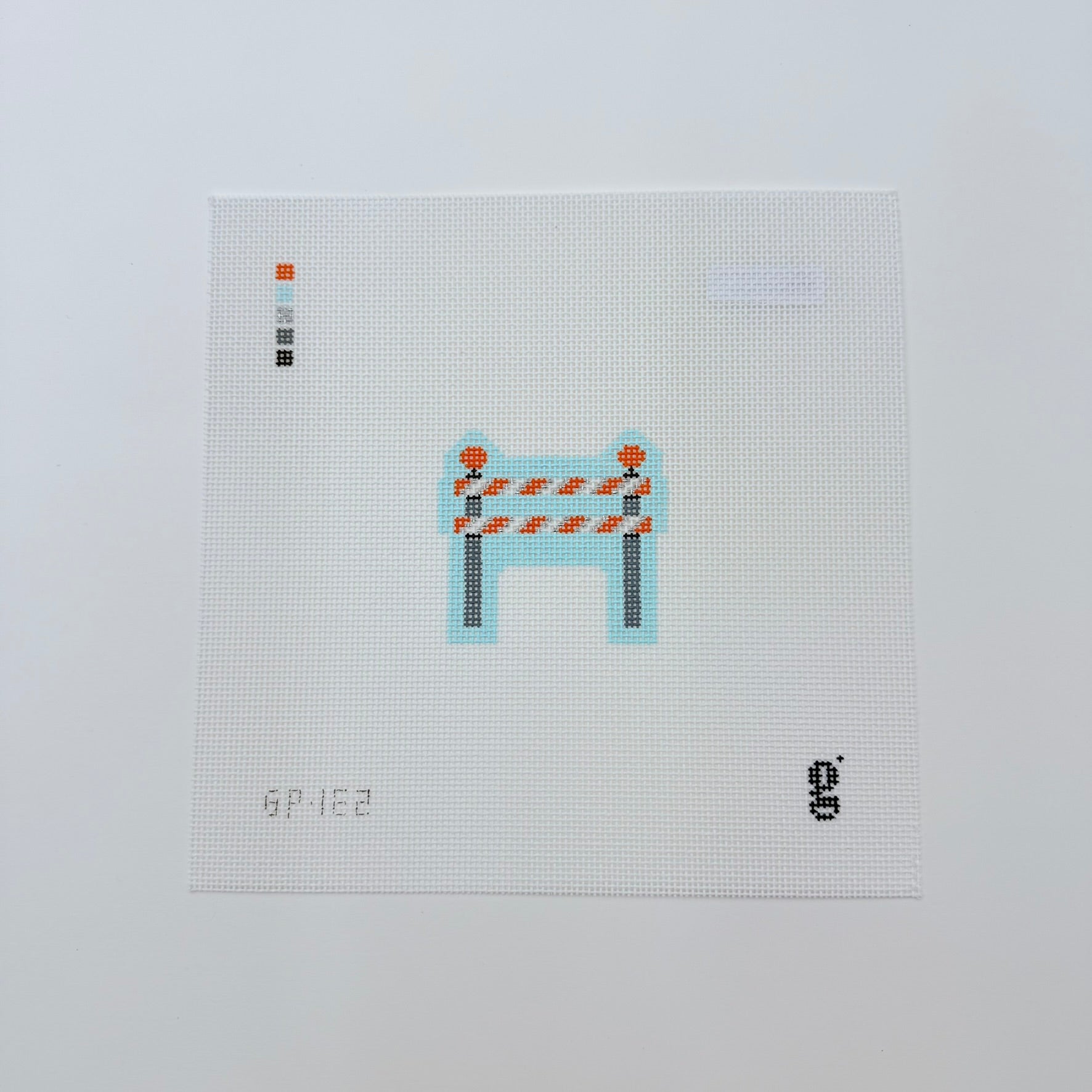 Construction Mini Double Barricade Canvas - KC Needlepoint