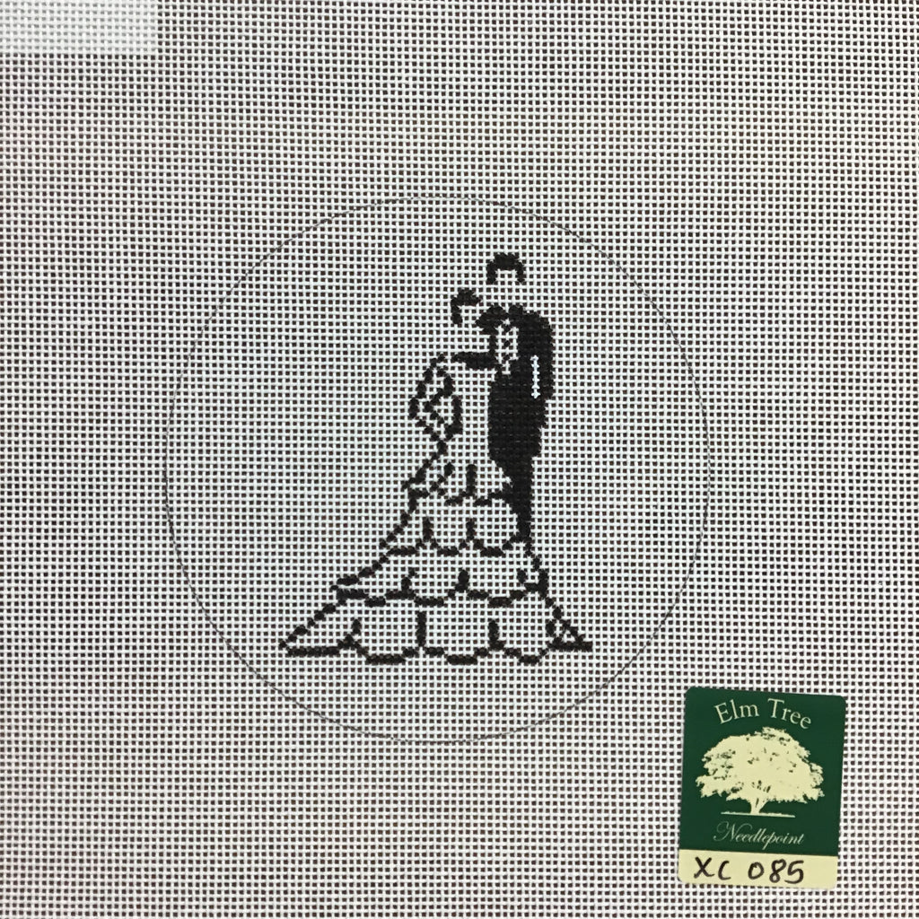 Bride and Groom Silhouette Canvas - KC Needlepoint