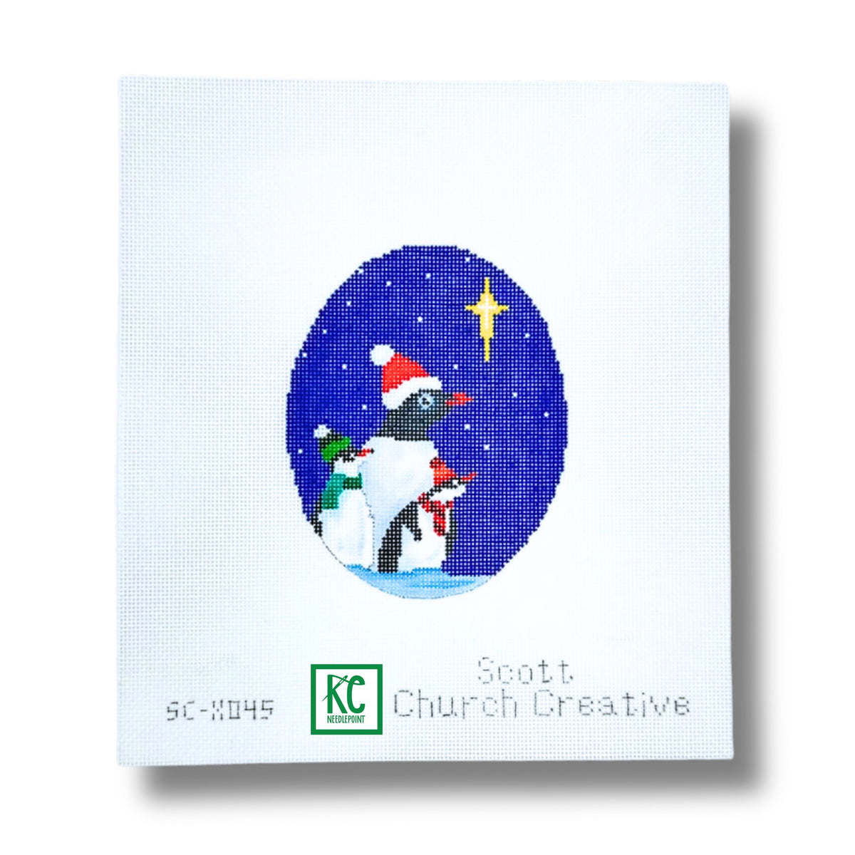 Penguins and the North Star Canvas - KC Needlepoint