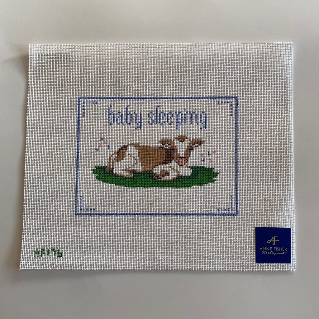 Baby Cow Baby Sleeping Canvas - KC Needlepoint