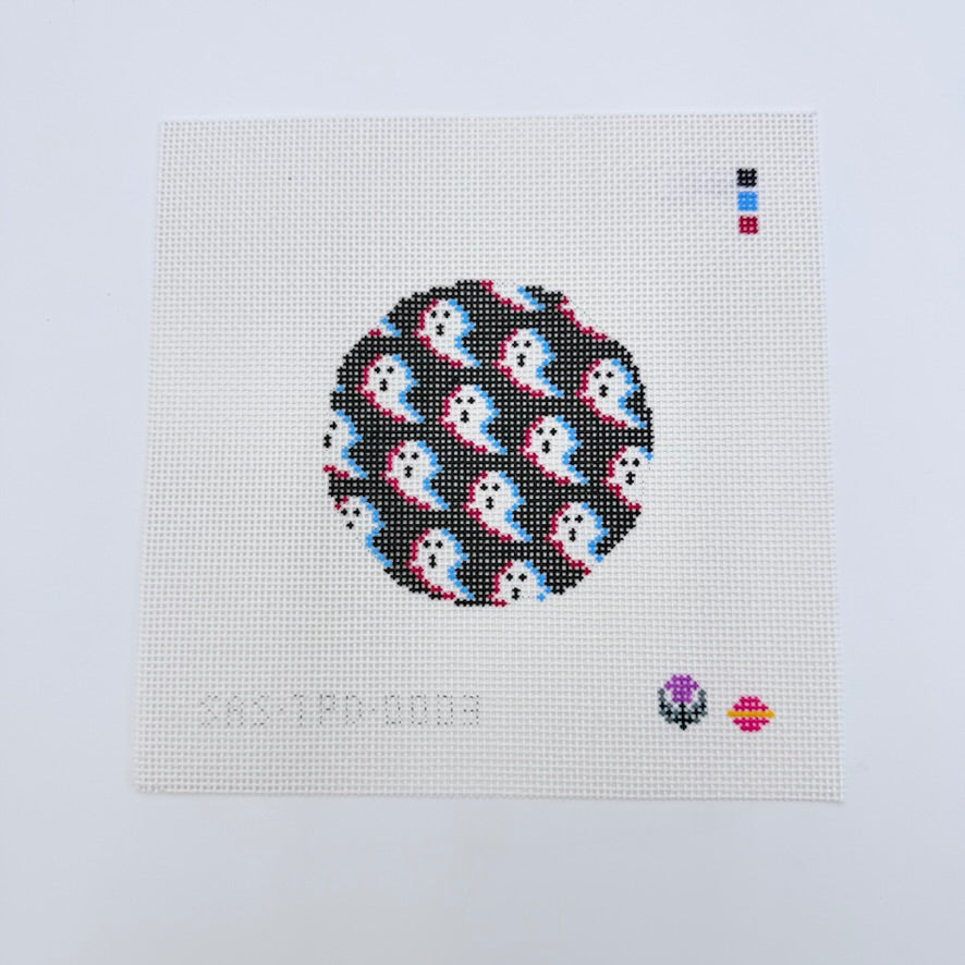 3D Ghost Round Canvas - KC Needlepoint