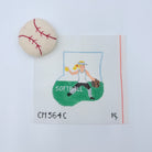 Softball Girl with Ball Mini Sock Canvas - KC Needlepoint