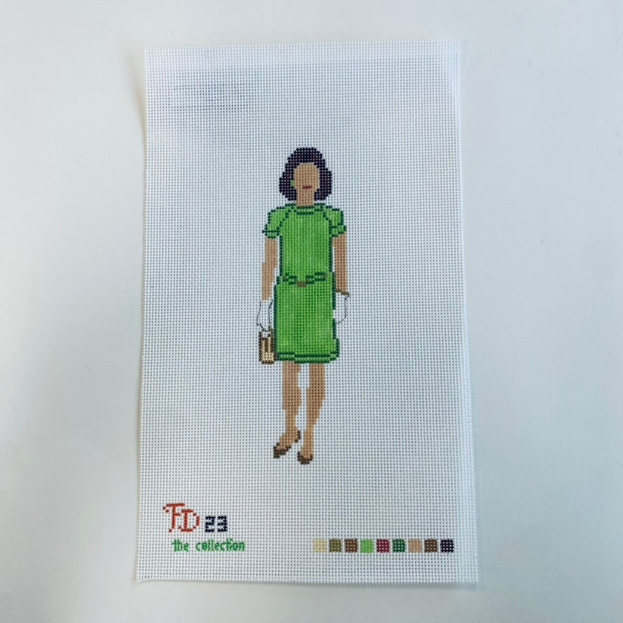 Jackie in Green Canvas - KC Needlepoint