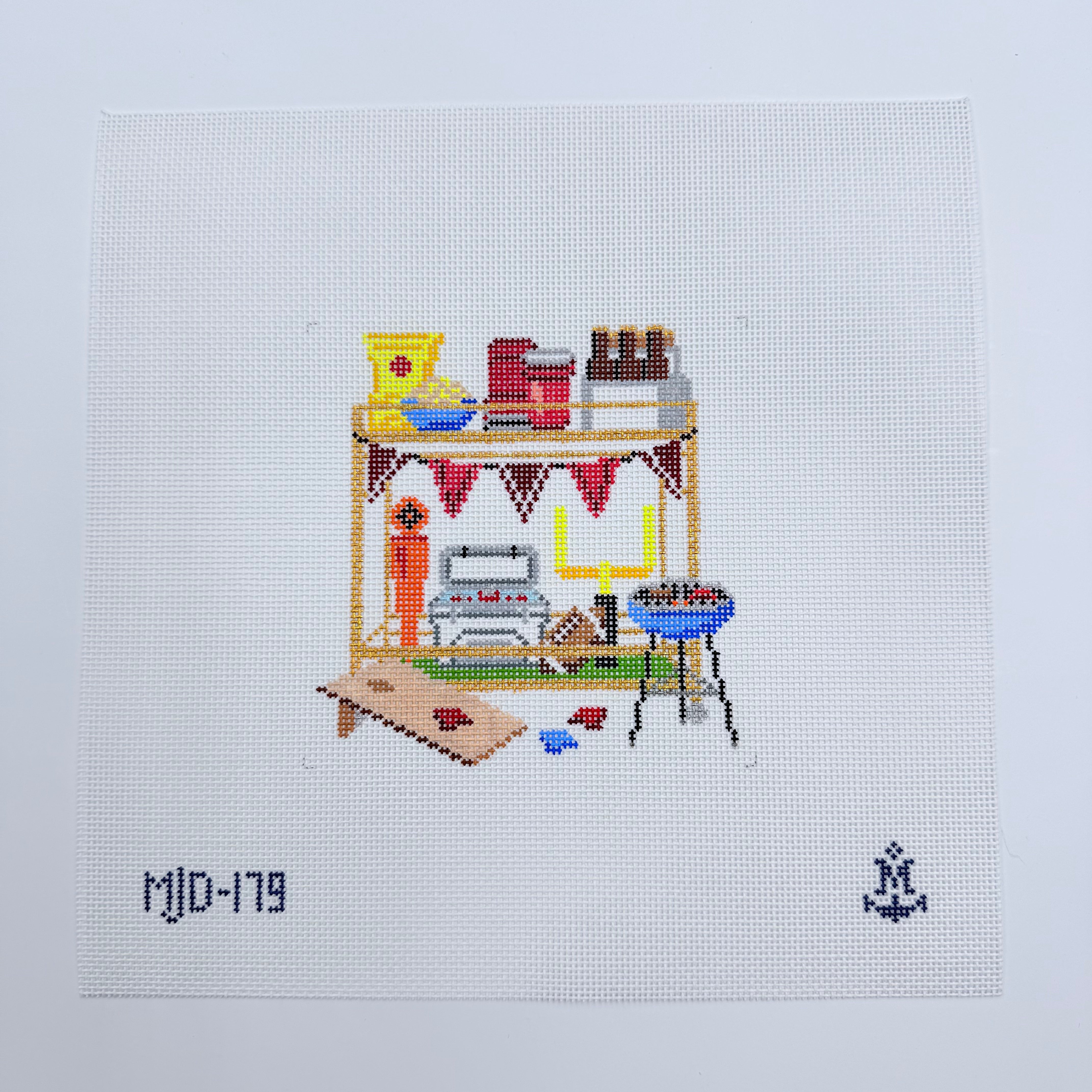 Football Bar Cart Canvas - KC Needlepoint