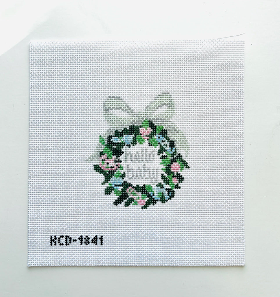 Hello Baby Wreath Canvas - KC Needlepoint