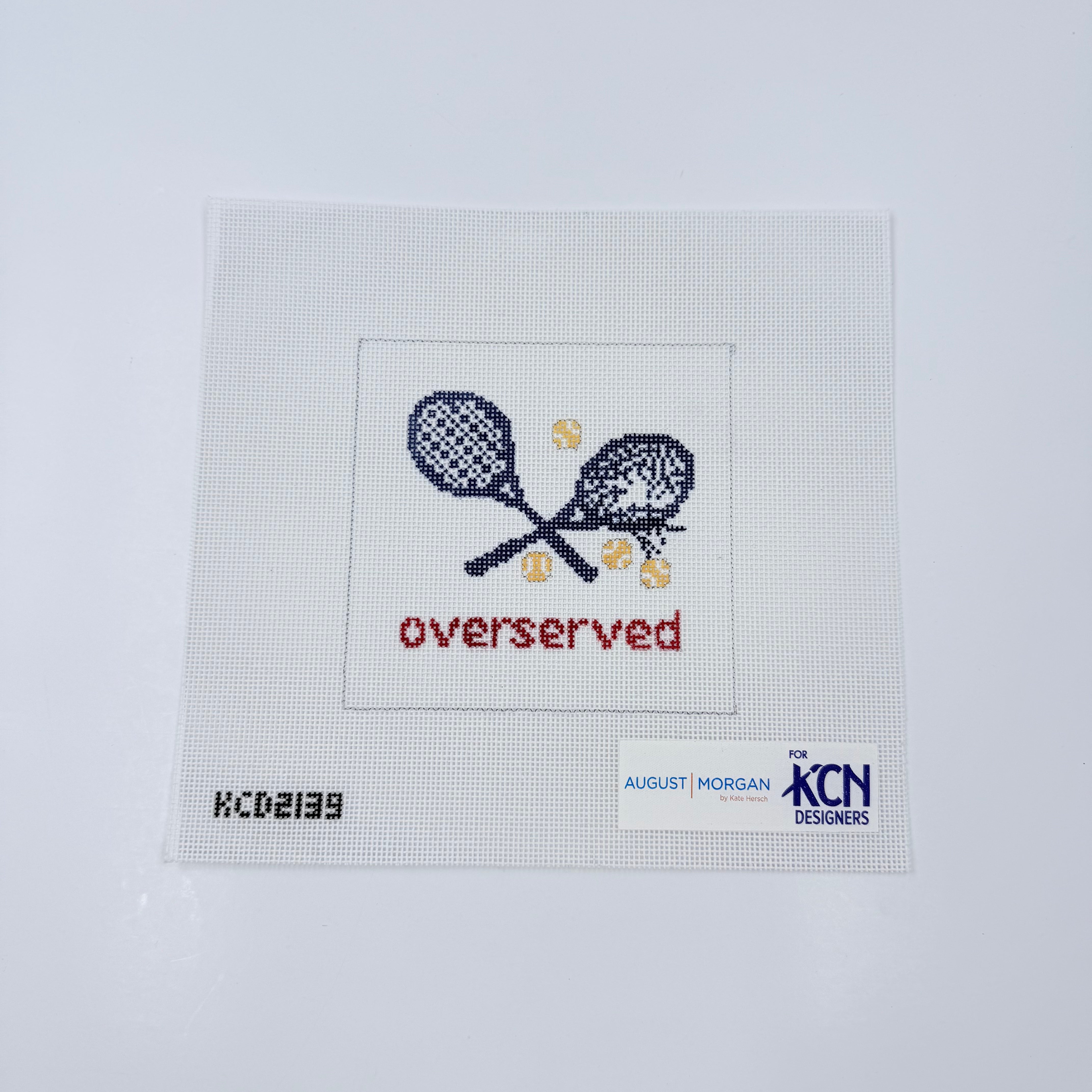 Overserved Blue Square Canvas - KC Needlepoint