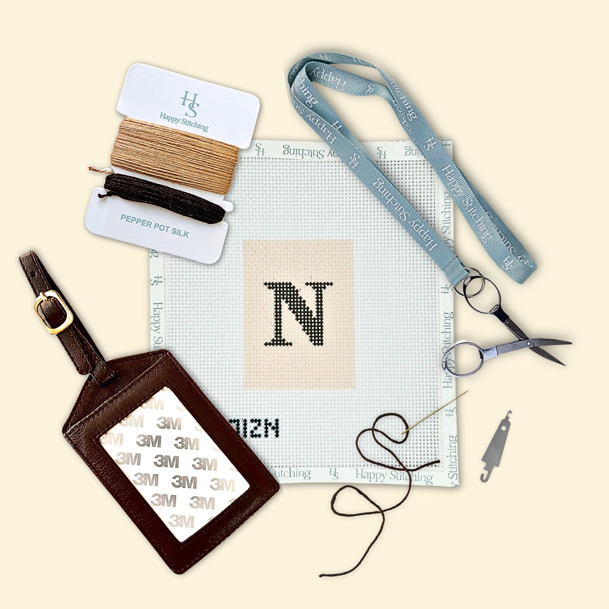 Our Initial Thought - Bag/Luggage Tag Kit (Brown) - KC Needlepoint