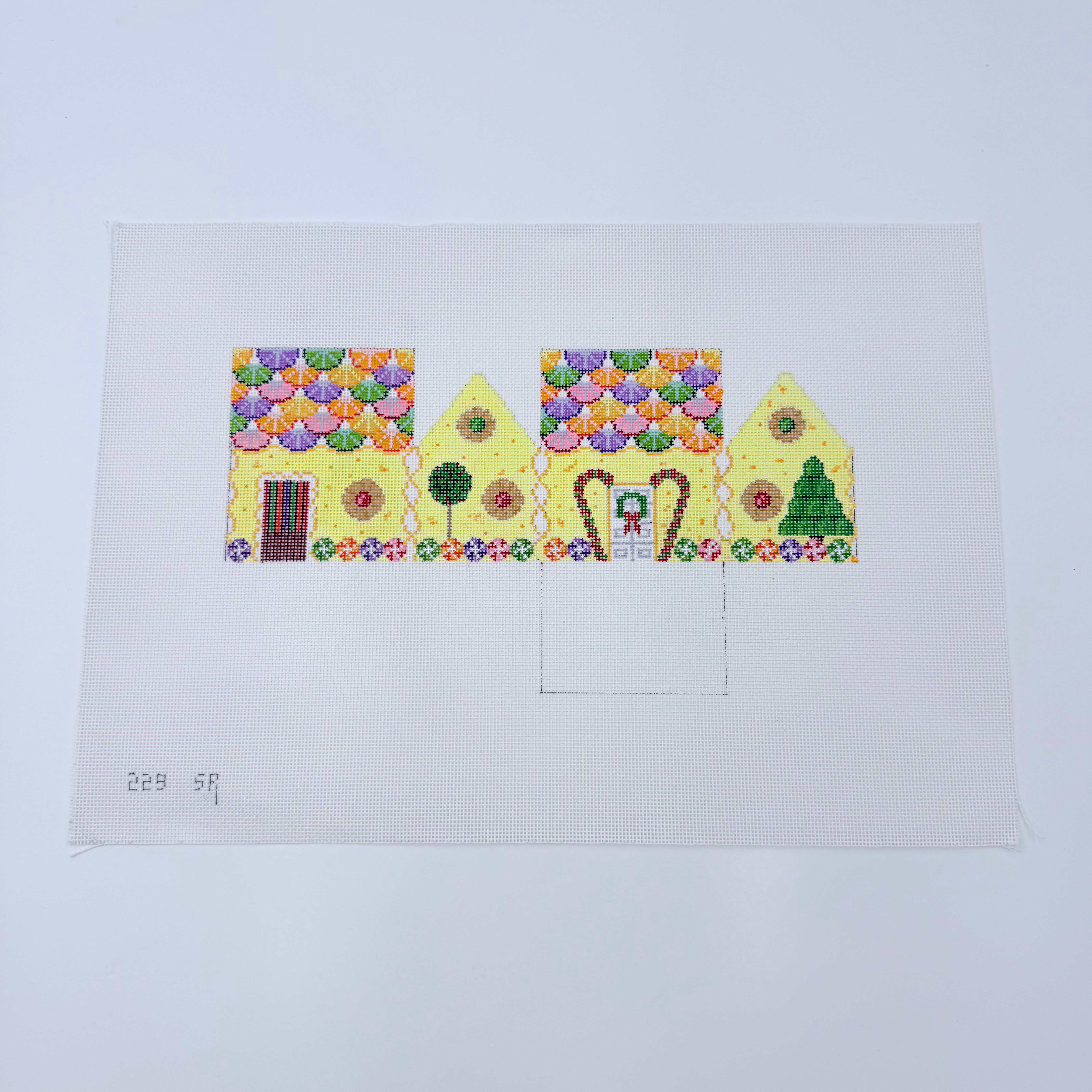 Lemon Chiffon and Fruit Slices Gingerbread House Canvas - KC Needlepoint