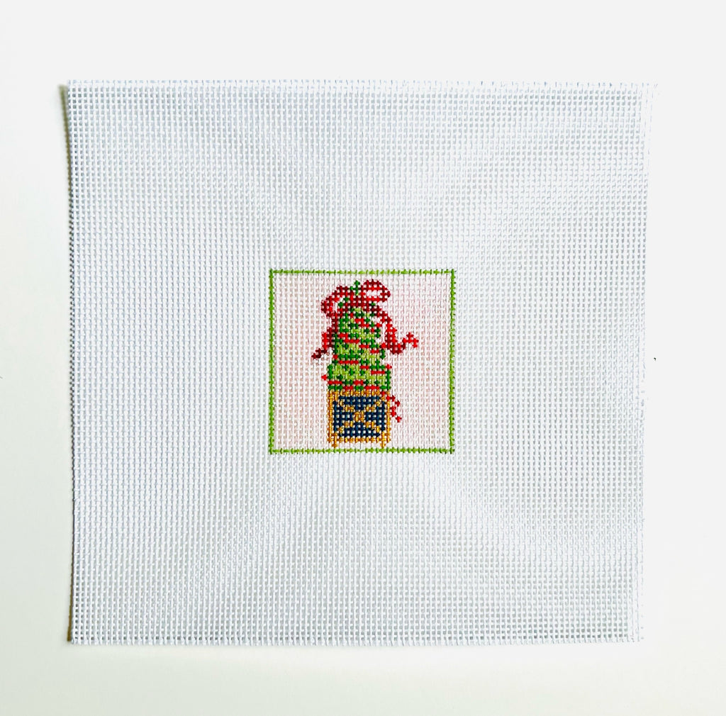Christmas Topiary Square Canvas - KC Needlepoint