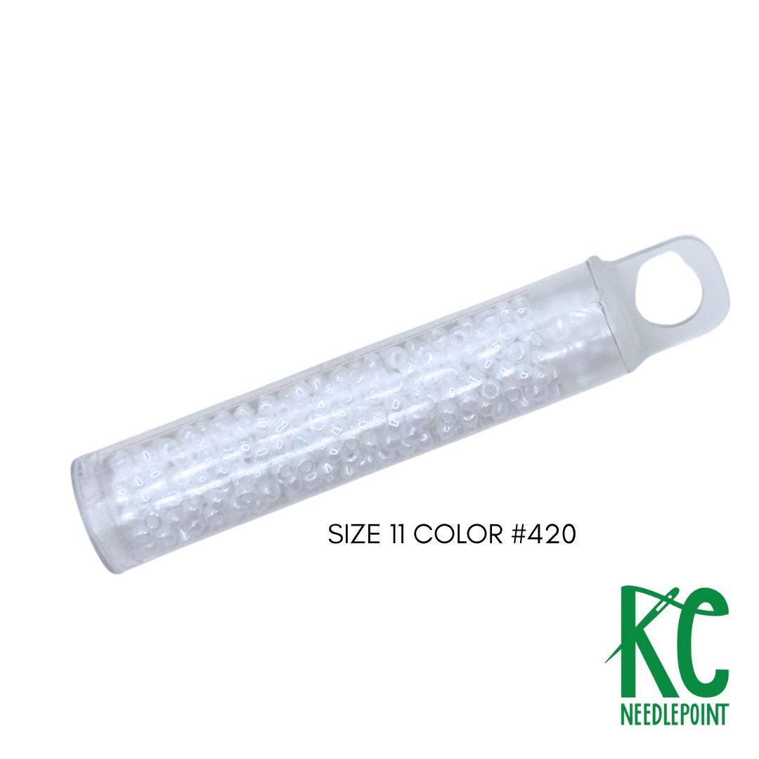 Size 11 Seed Beads 420 White - KC Needlepoint