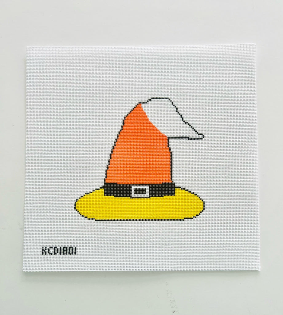 Candy Corn Witch's Hat Canvas - KC Needlepoint