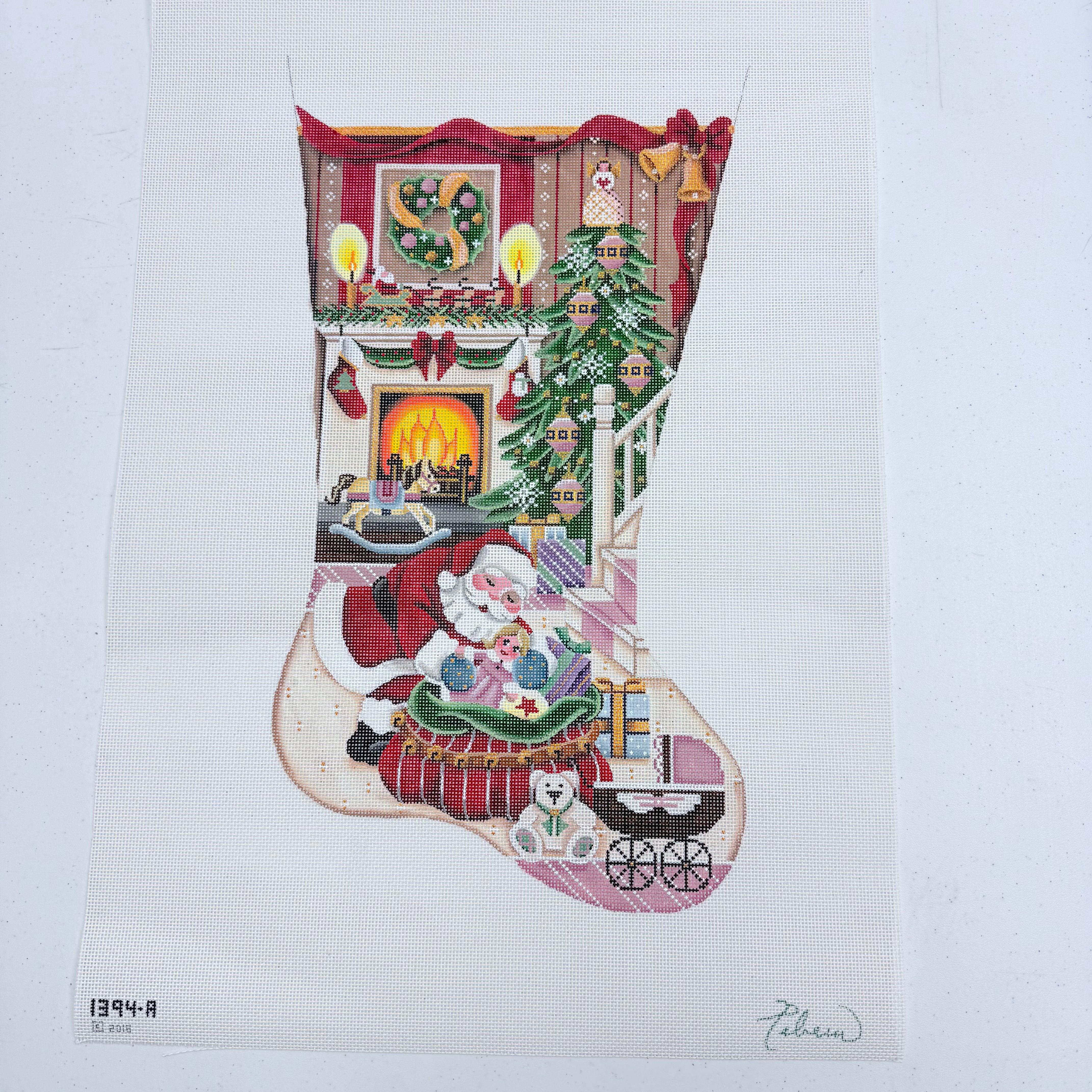 Christmas by the Fire Stocking Canvas - KC Needlepoint