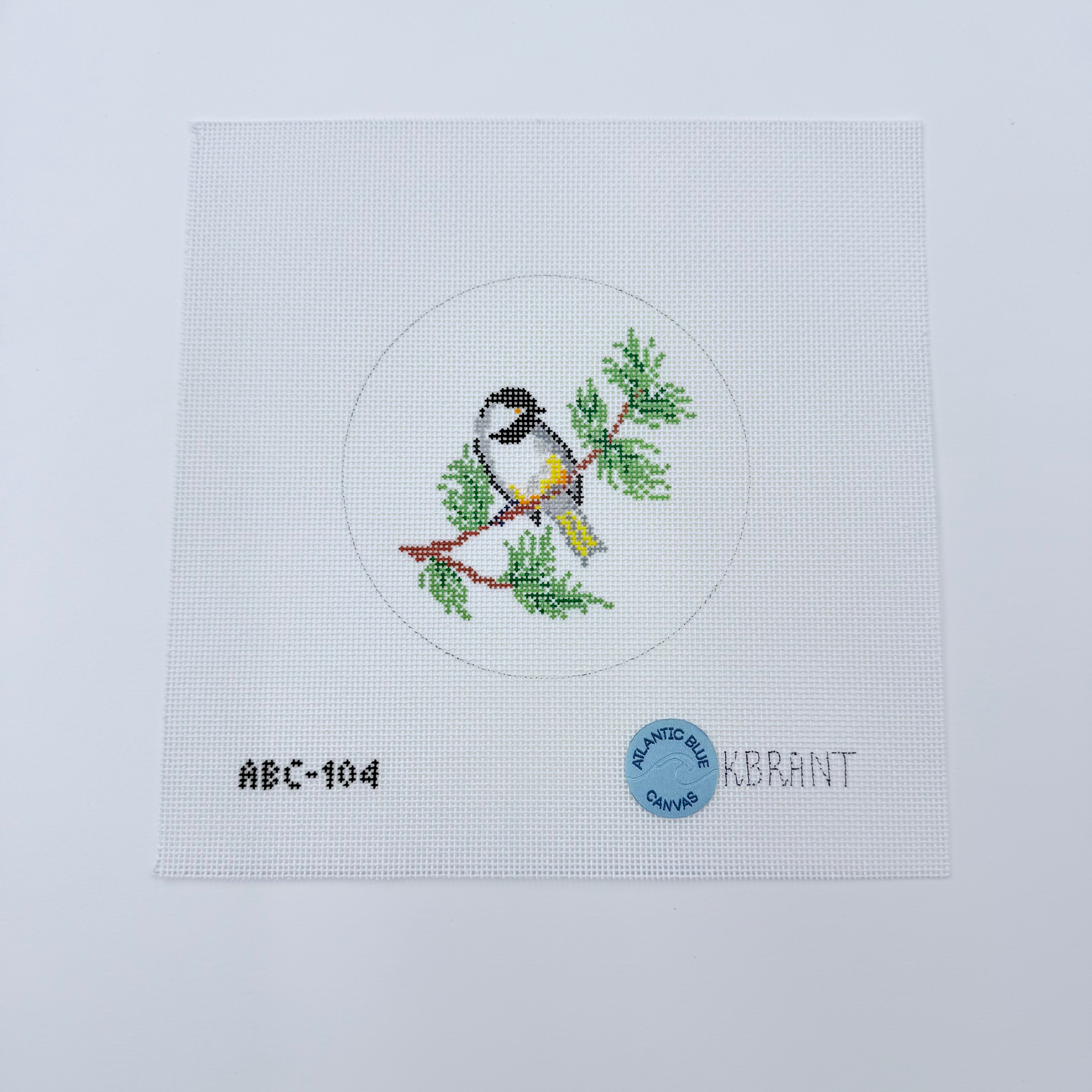 Chickadee Round Canvas - KC Needlepoint