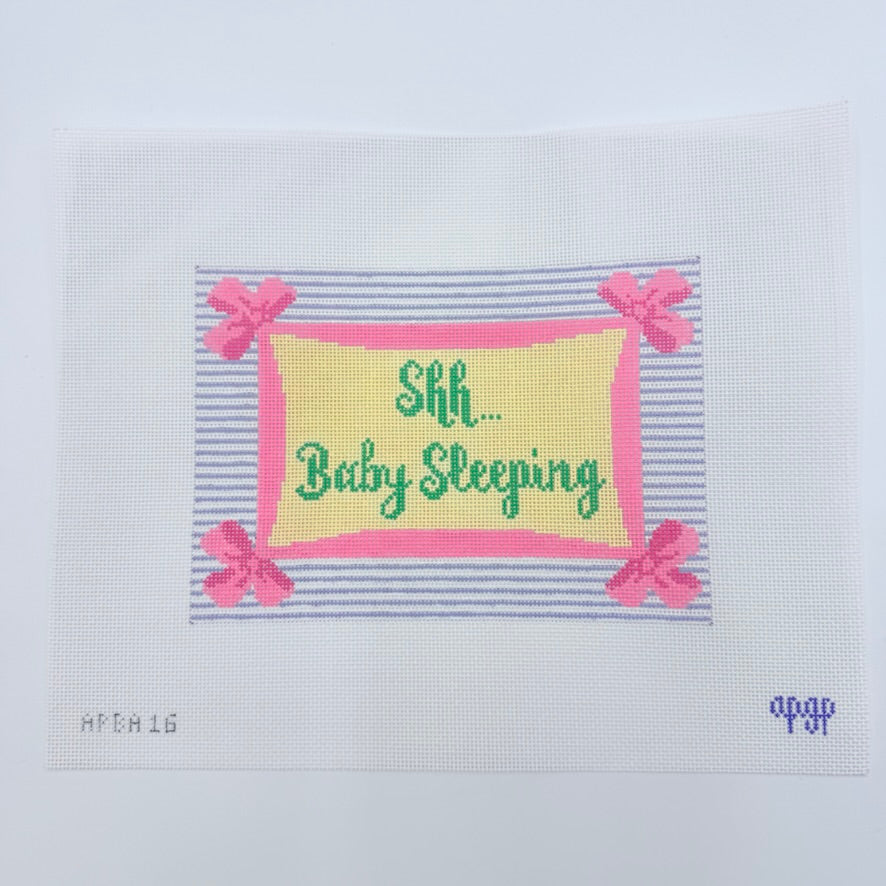 Shh. Baby Sleeping with Bows Canvas - KC Needlepoint