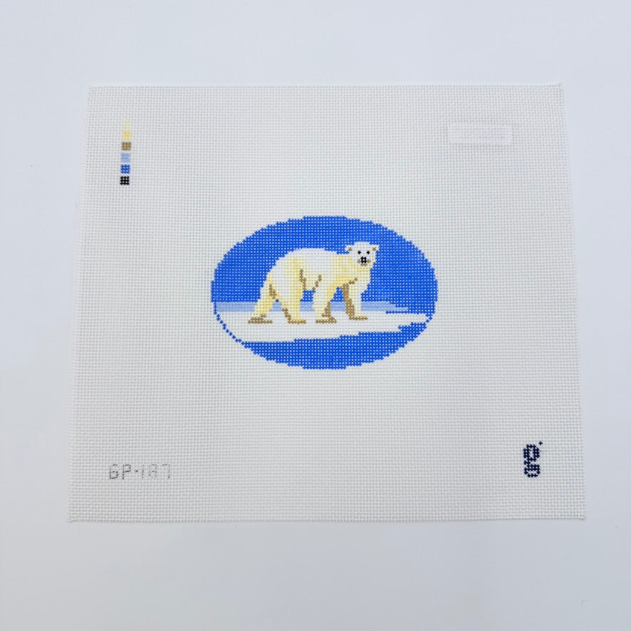 Polar Bear Oval Canvas - KC Needlepoint