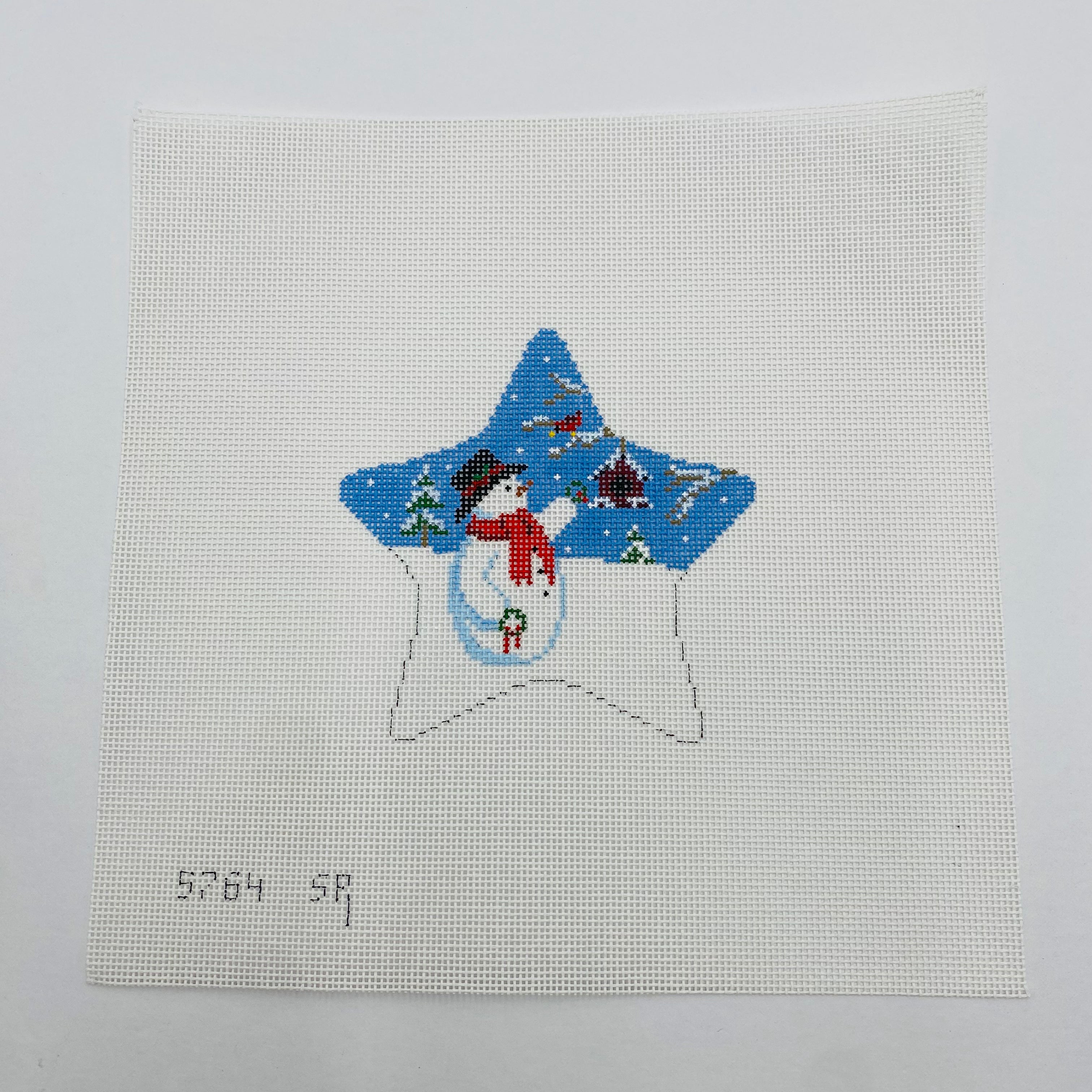 Star with Snowman and Wreaths Canvas - KC Needlepoint