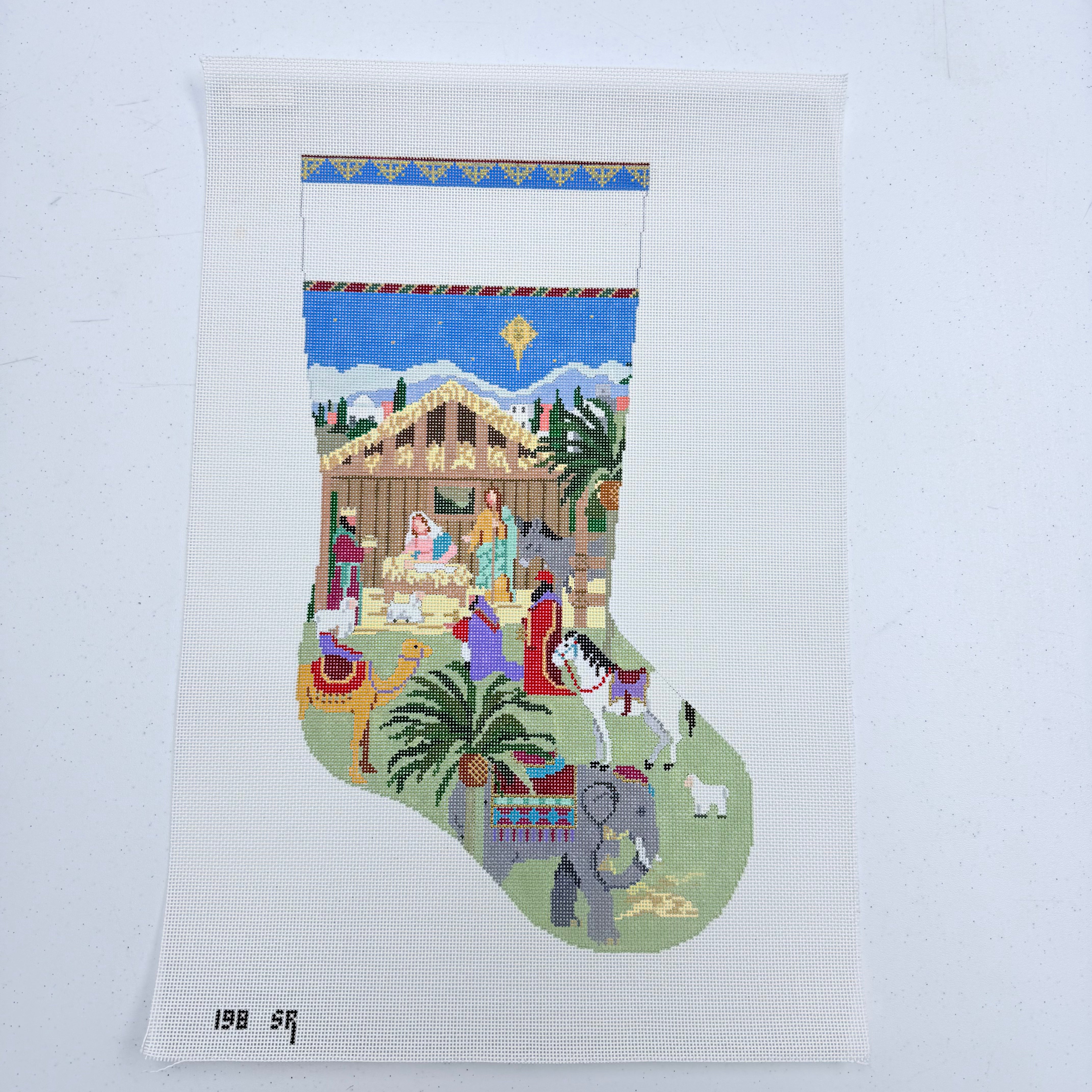 Nativity Stable Stocking Canvas - KC Needlepoint