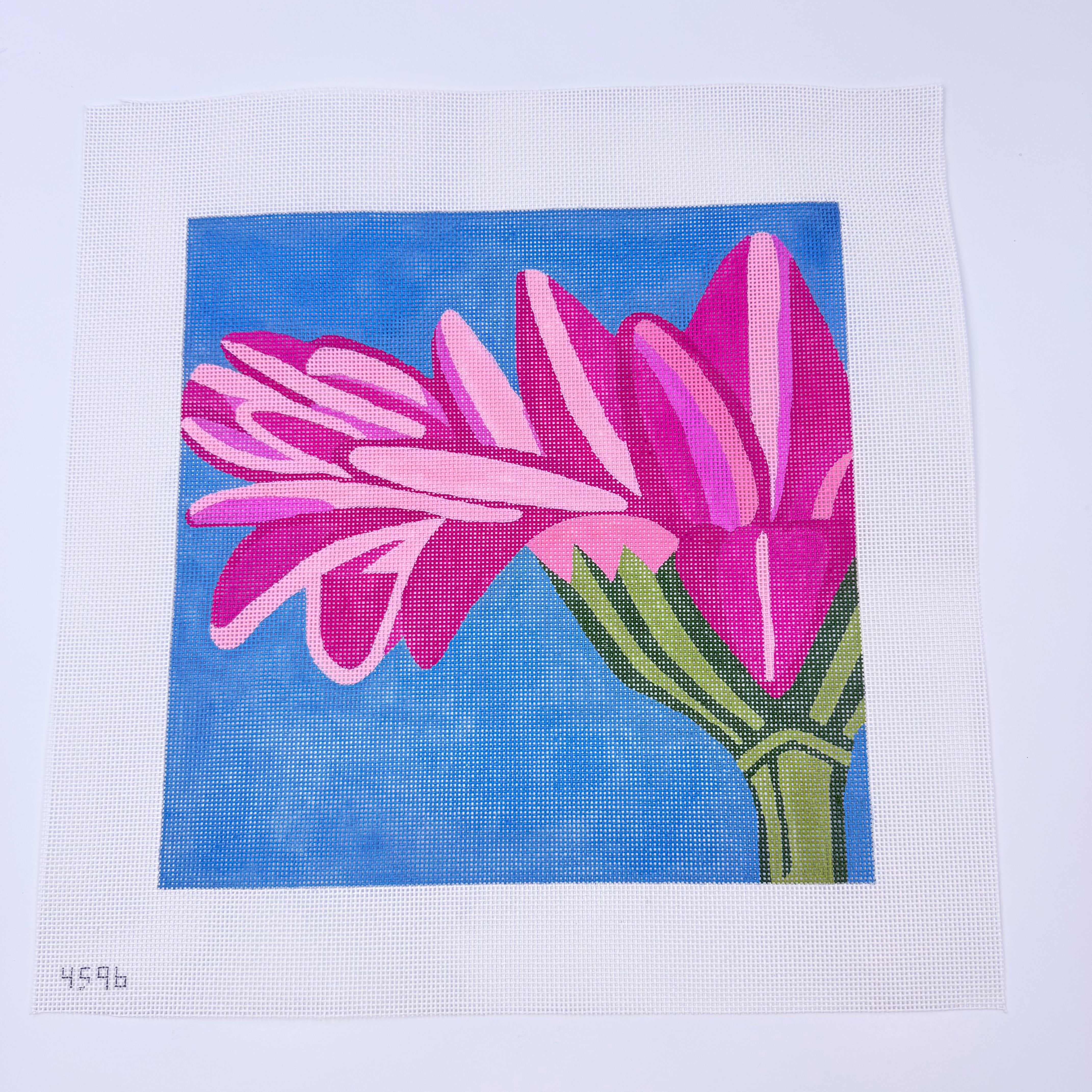 Pink Gerber Daisy Canvas - KC Needlepoint