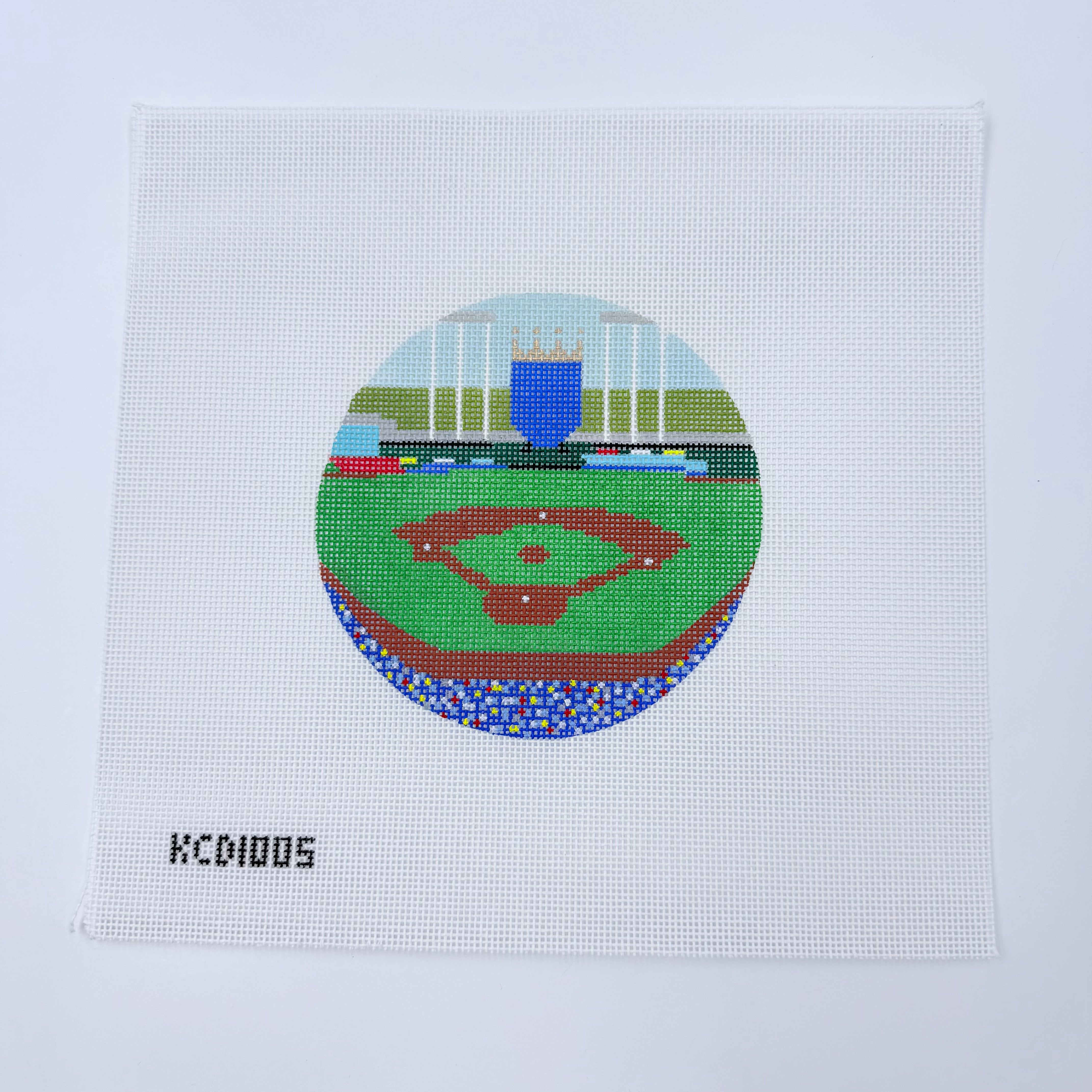 Kauffman Stadium 4 1/2" Round Canvas - KC Needlepoint