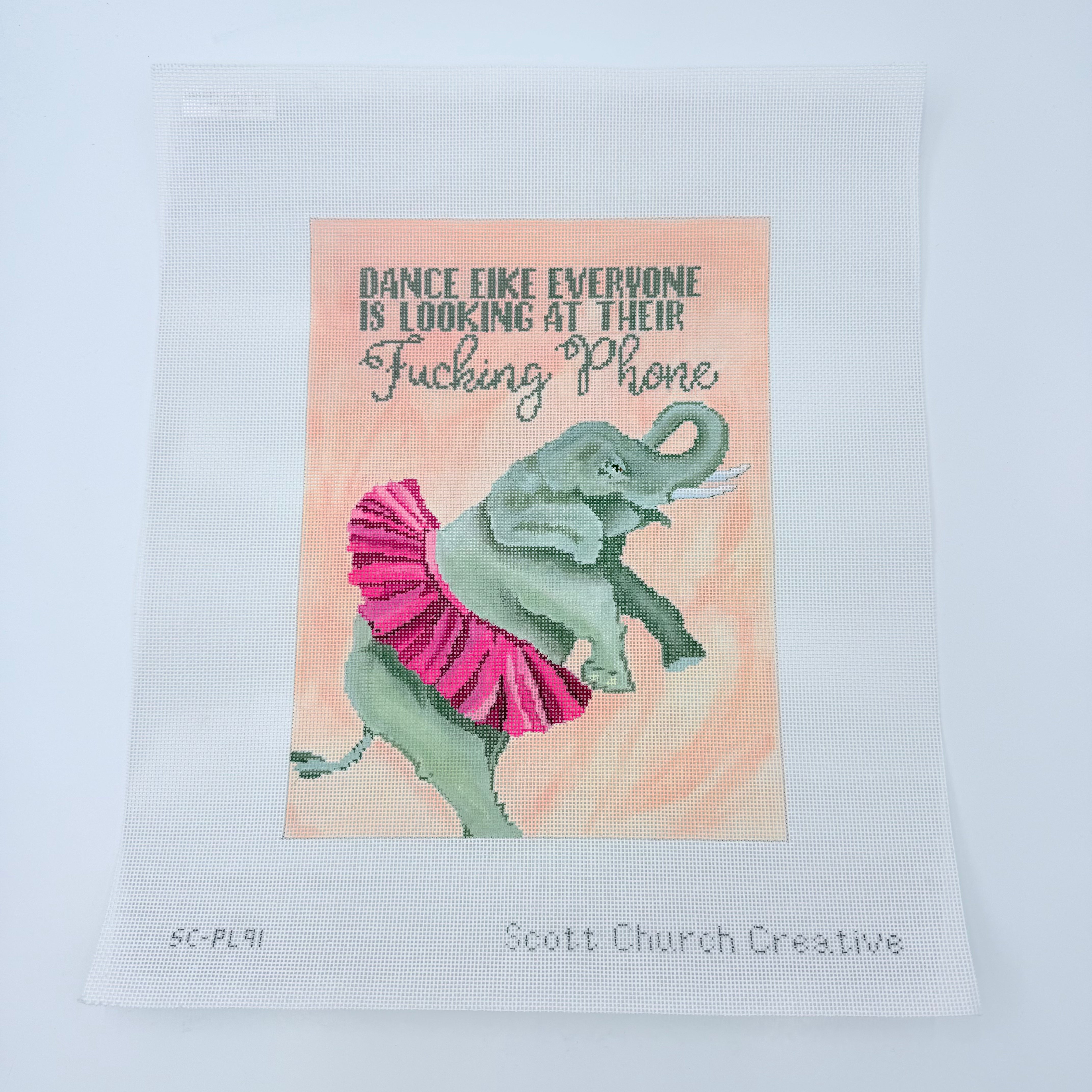 Dancing Elephant Canvas - KC Needlepoint