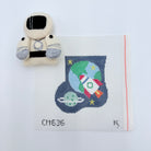 Spaceship with Astronaut Mini Sock Canvas - KC Needlepoint