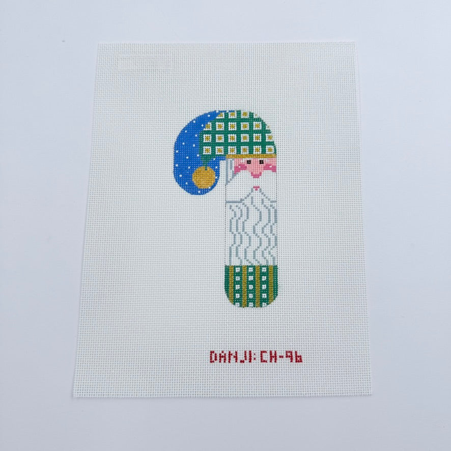 Santa with Star Candy Cane Canvas - KC Needlepoint