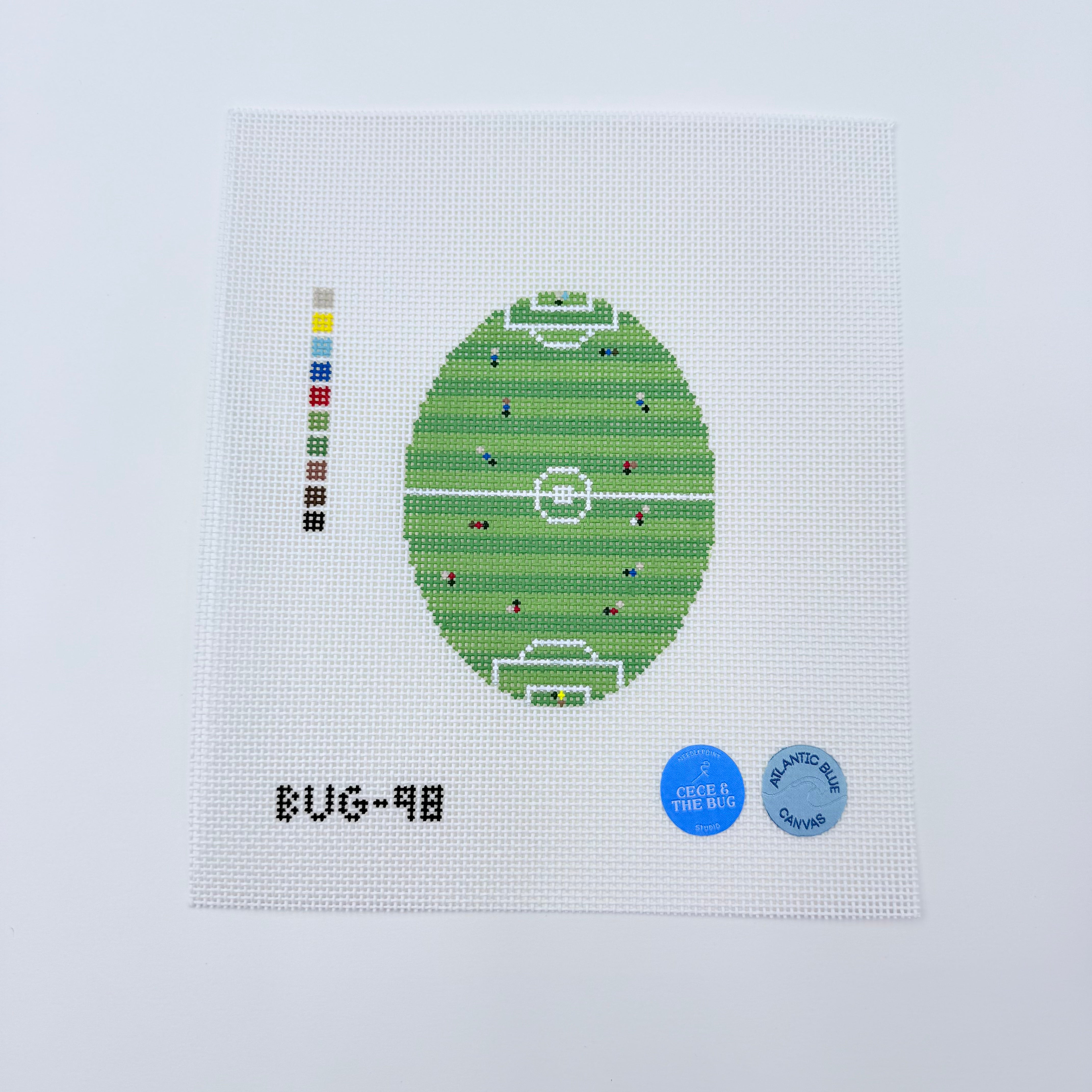 Soccer from Above Oval Canvas - KC Needlepoint