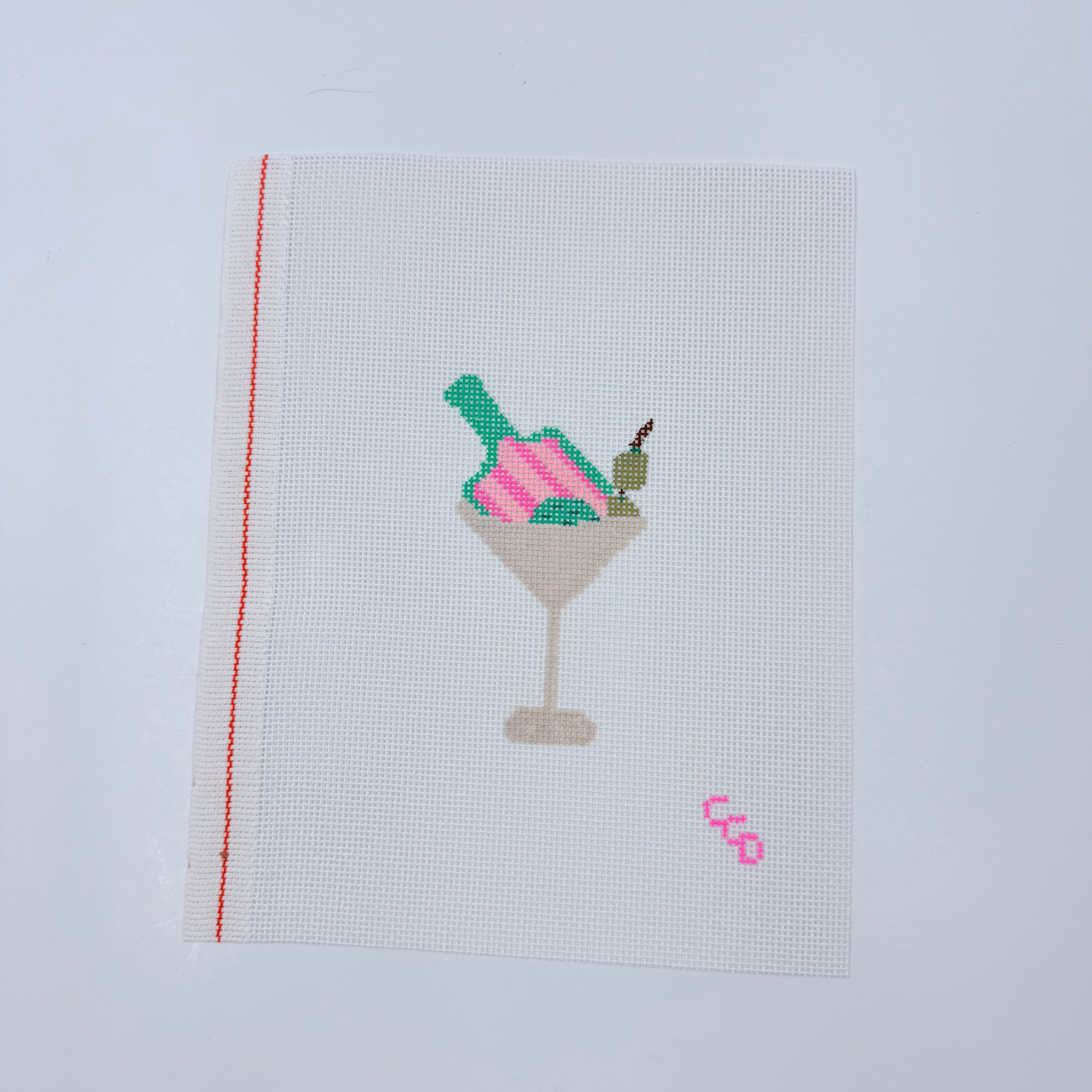 Pickleball Martini Canvas - KC Needlepoint